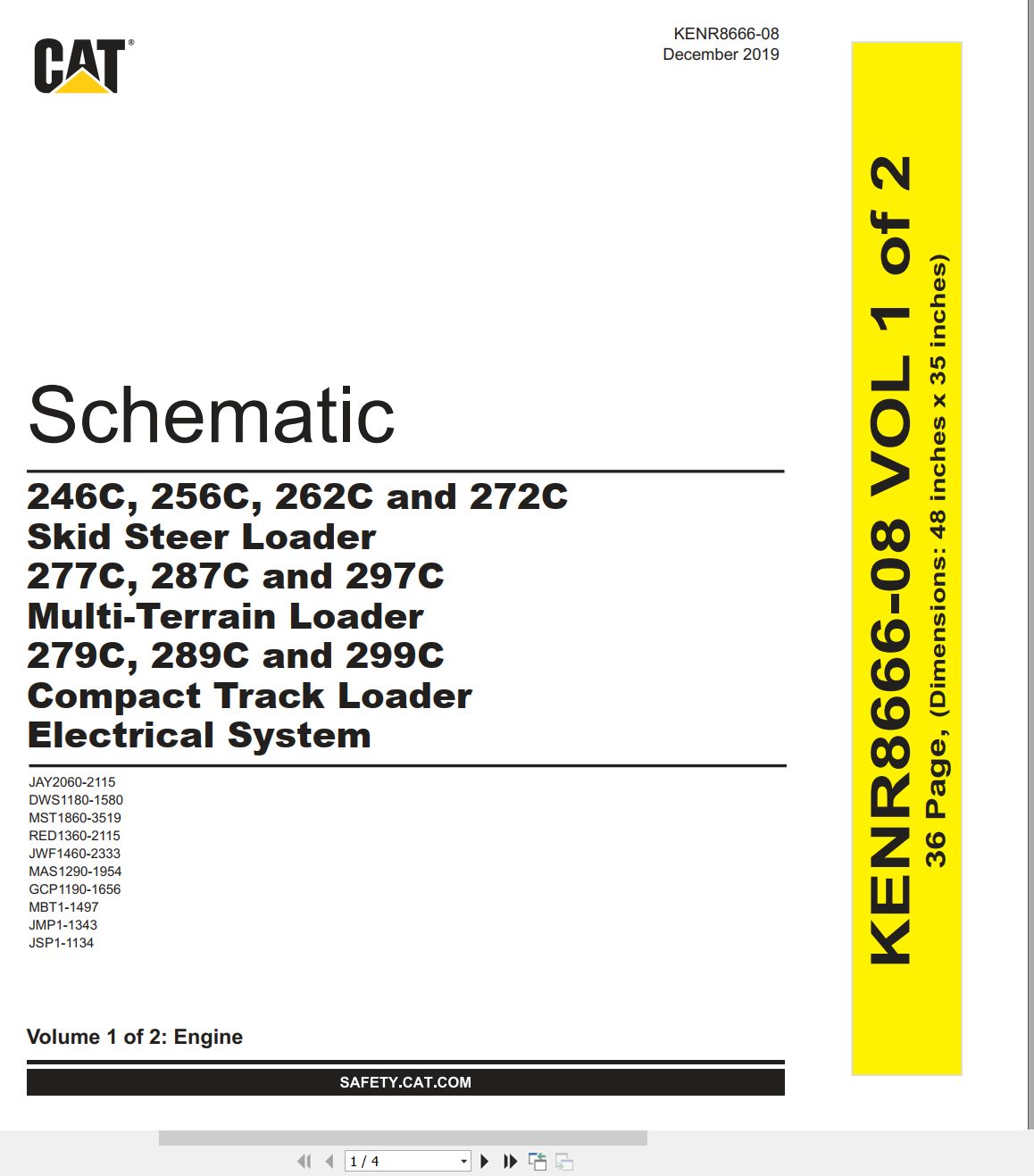 CAT Skid Steer Loader 262C Electrical Hydraulic Schematic (1)
