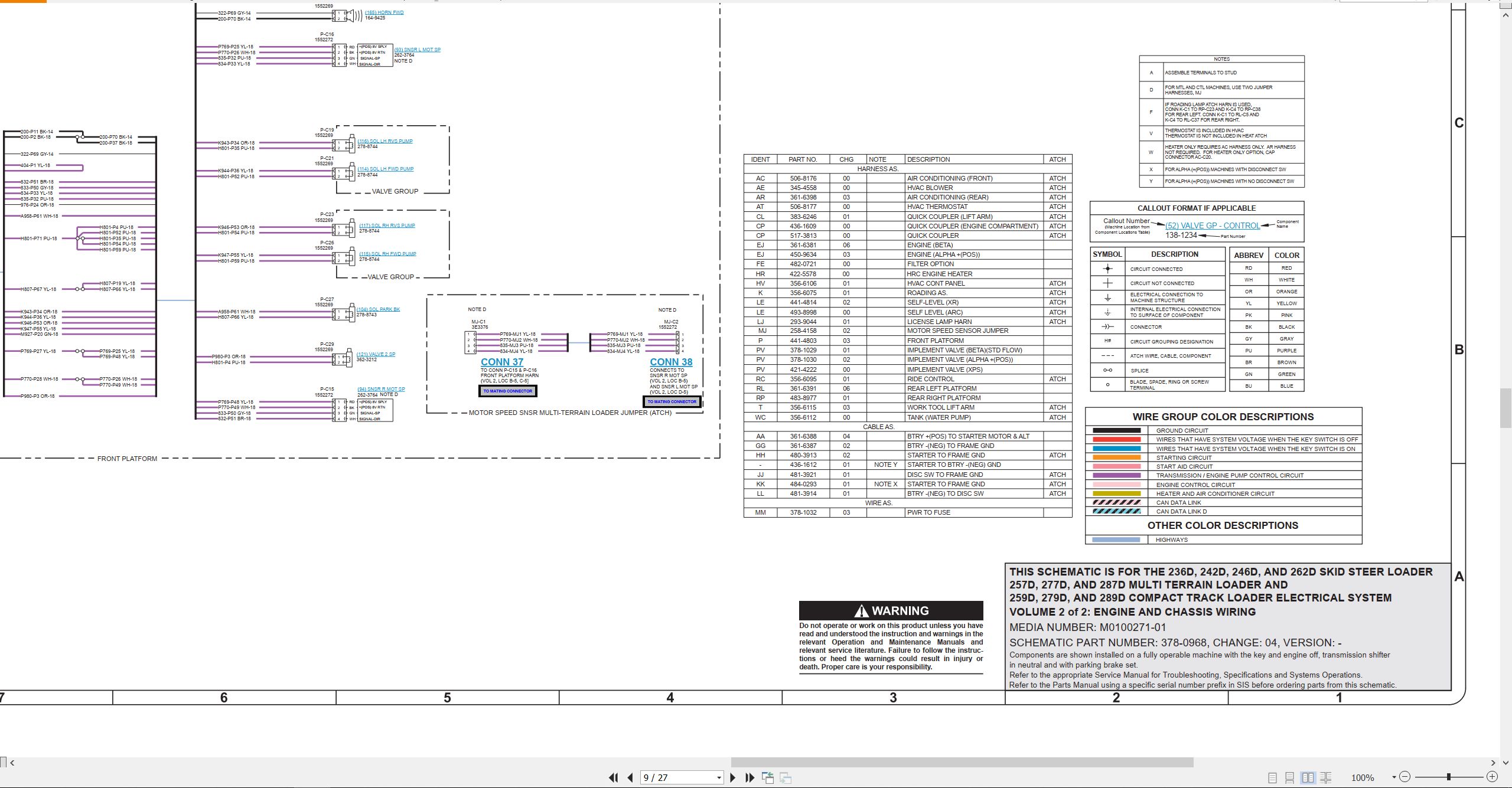 CAT Skid Steer Loader 262D Electrical Hydraulic Schematic (2)
