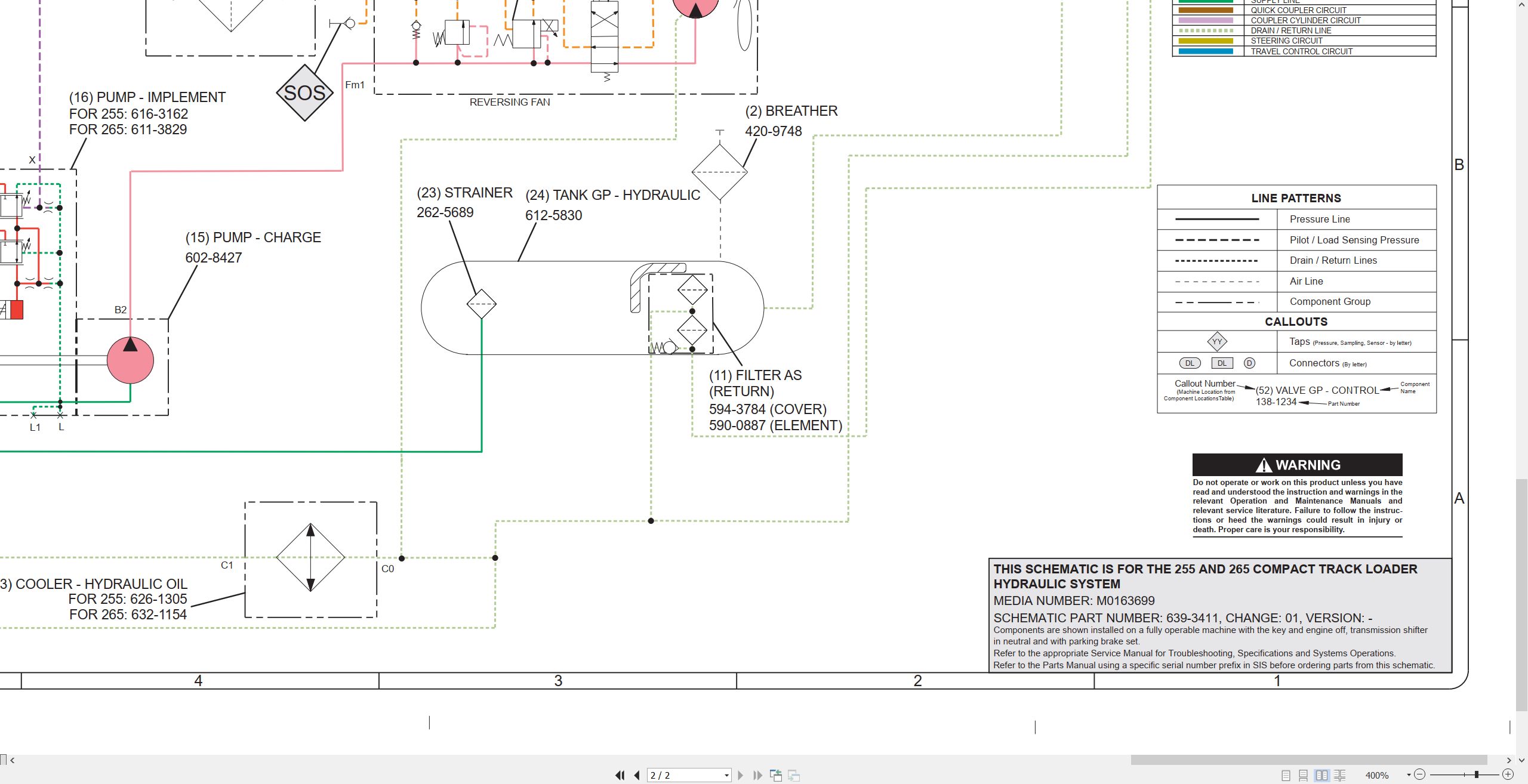 CAT Skid Steer Loader 265 Electrical Hydraulic Schematic (3)