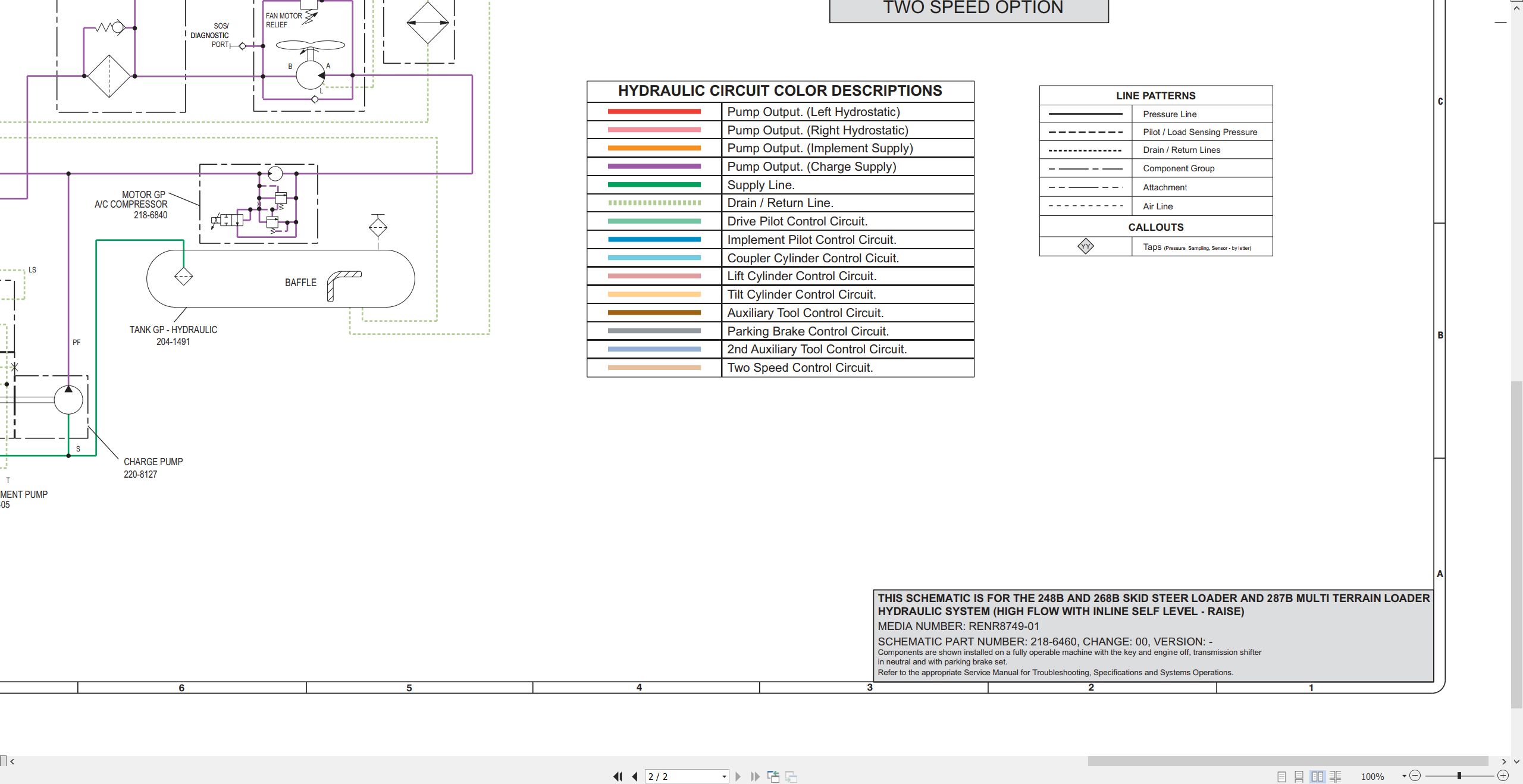 CAT Skid Steer Loader 268B Hydraulic Schematic (2)