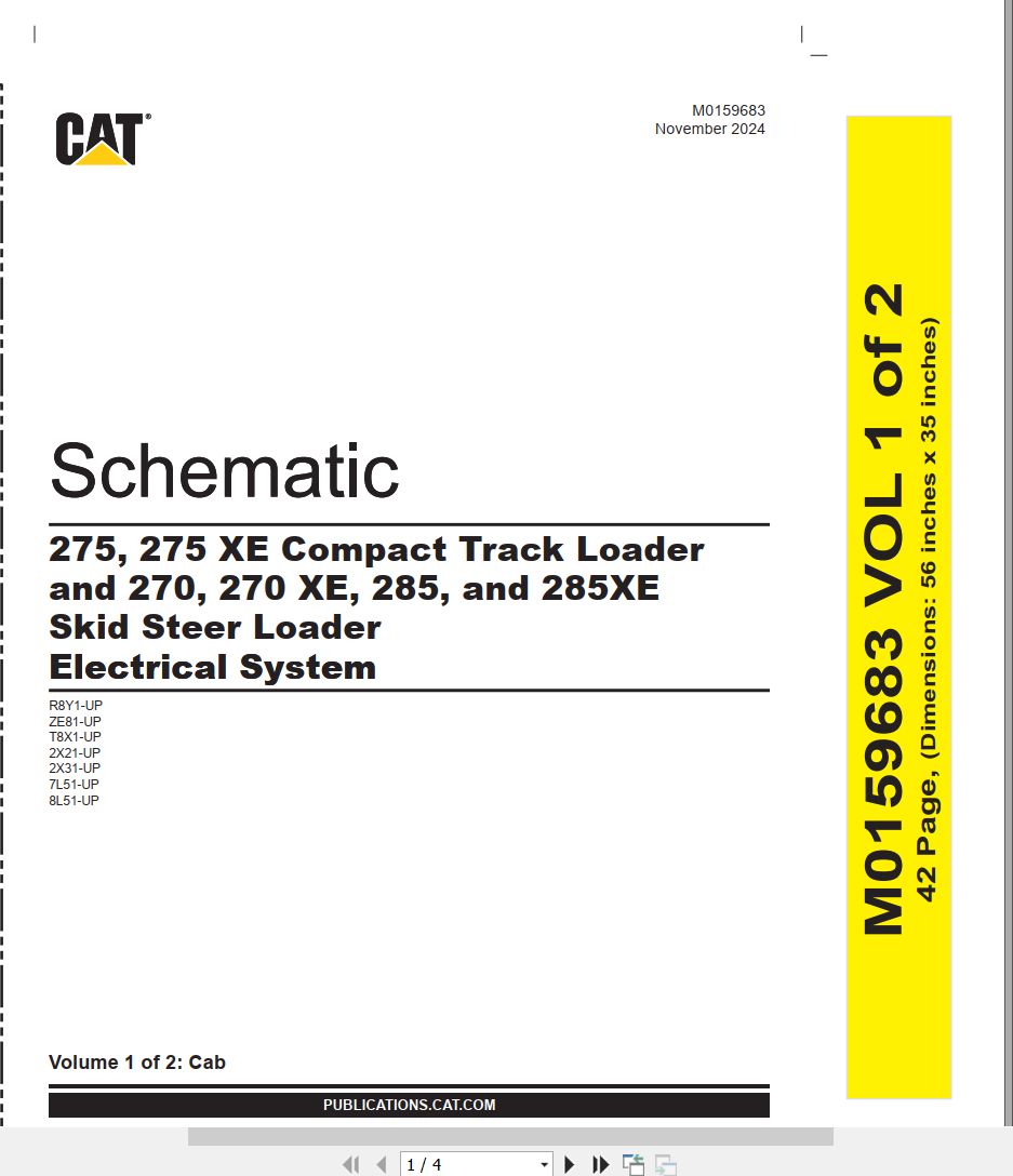 CAT Skid Steer Loader 270 Electrical Hydraulic Schematic (1)