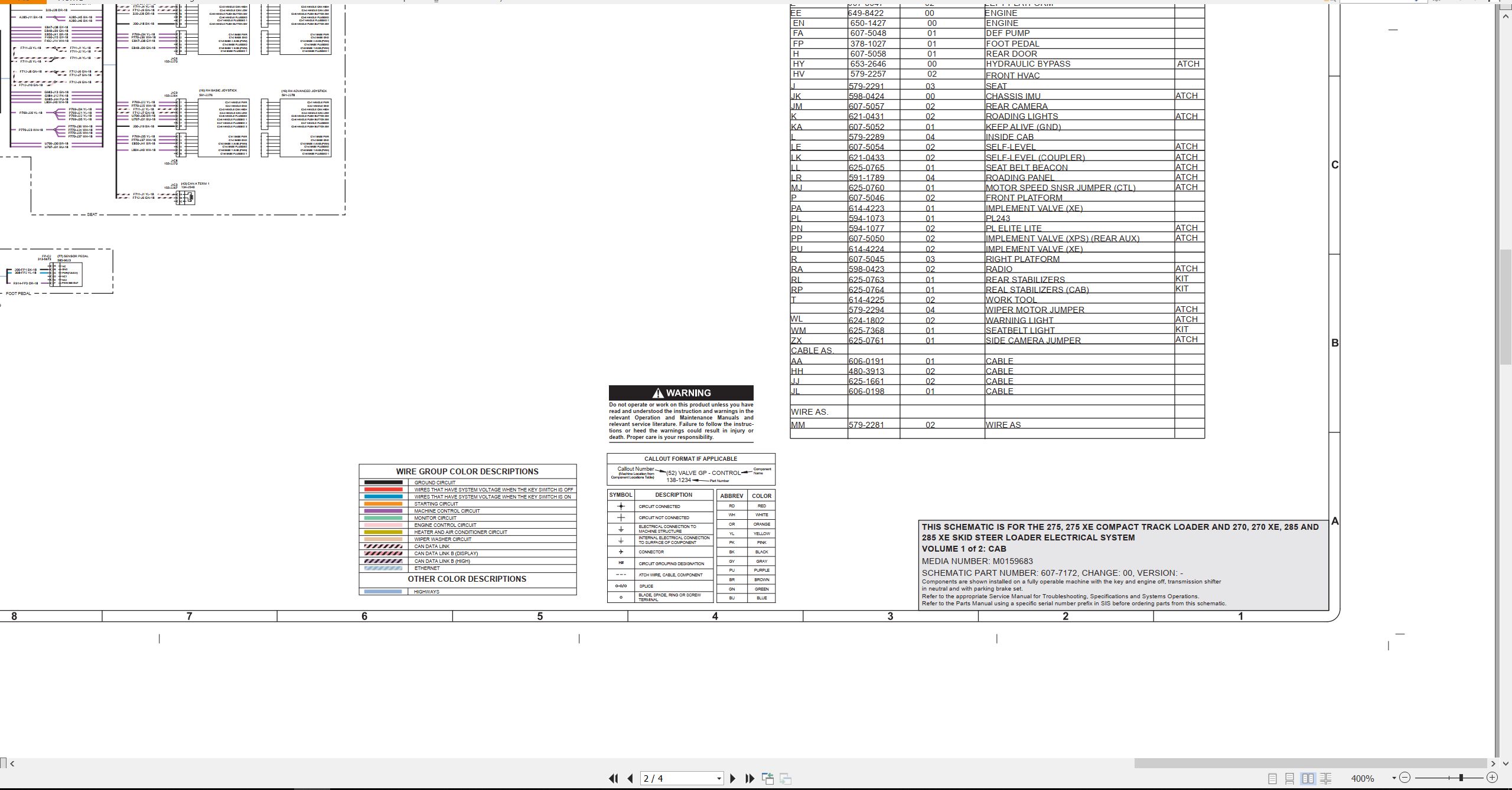 CAT Skid Steer Loader 270 XE Electrical Schematic (2)