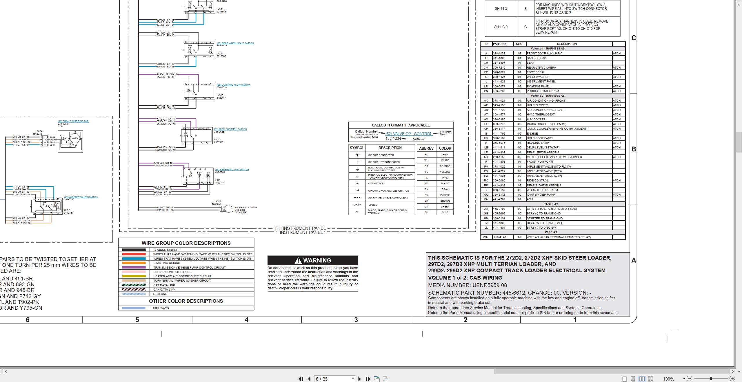 CAT Skid Steer Loader 272D2 Electrical Hydraulic Schematic (2)