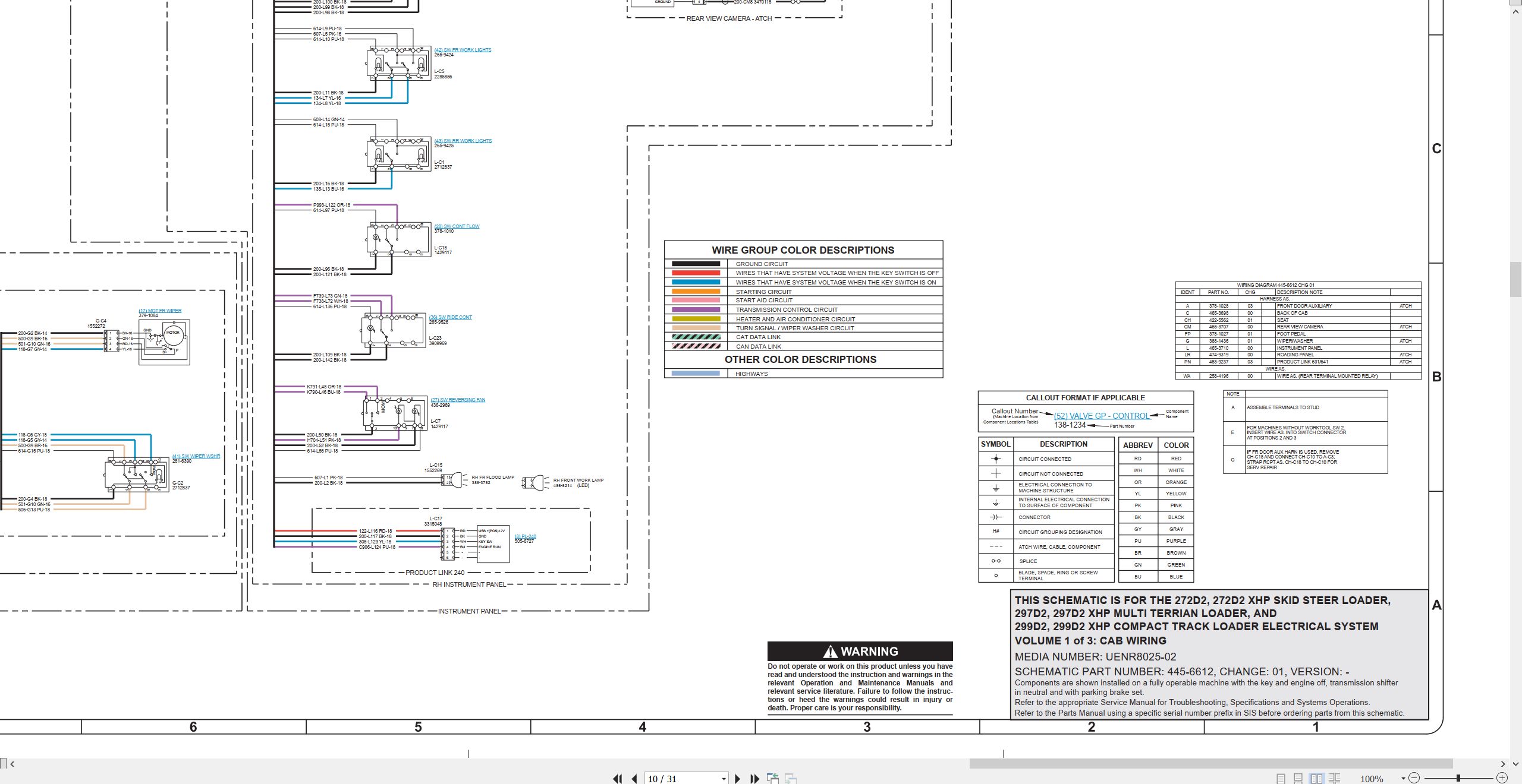 CAT Skid Steer Loader 272D2 XHP Electrical Hydraulic Schematic (2)