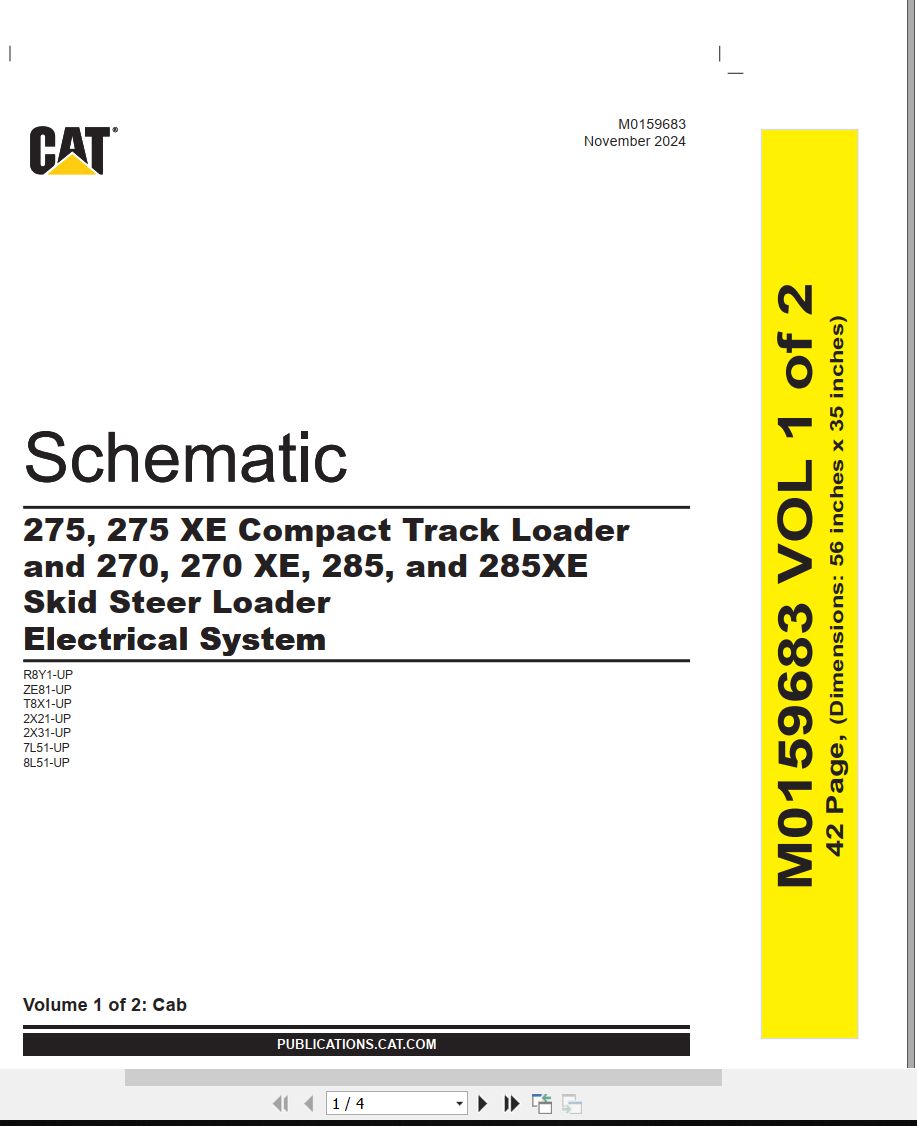 CAT Skid Steer Loader 275 Electrical Hydraulic Schematic (1)