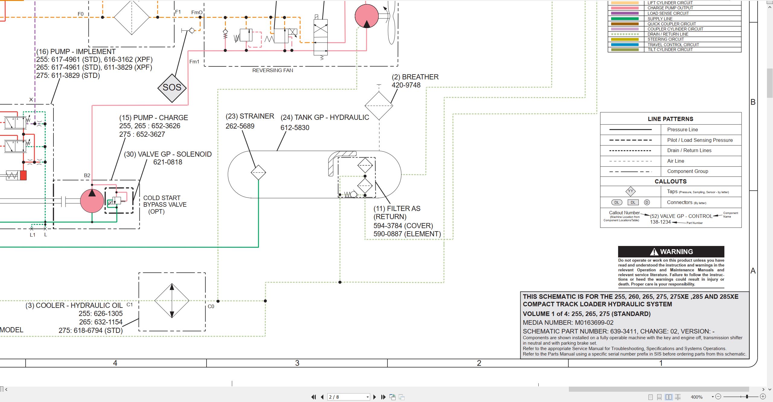 CAT Skid Steer Loader 275 Electrical Hydraulic Schematic (3)