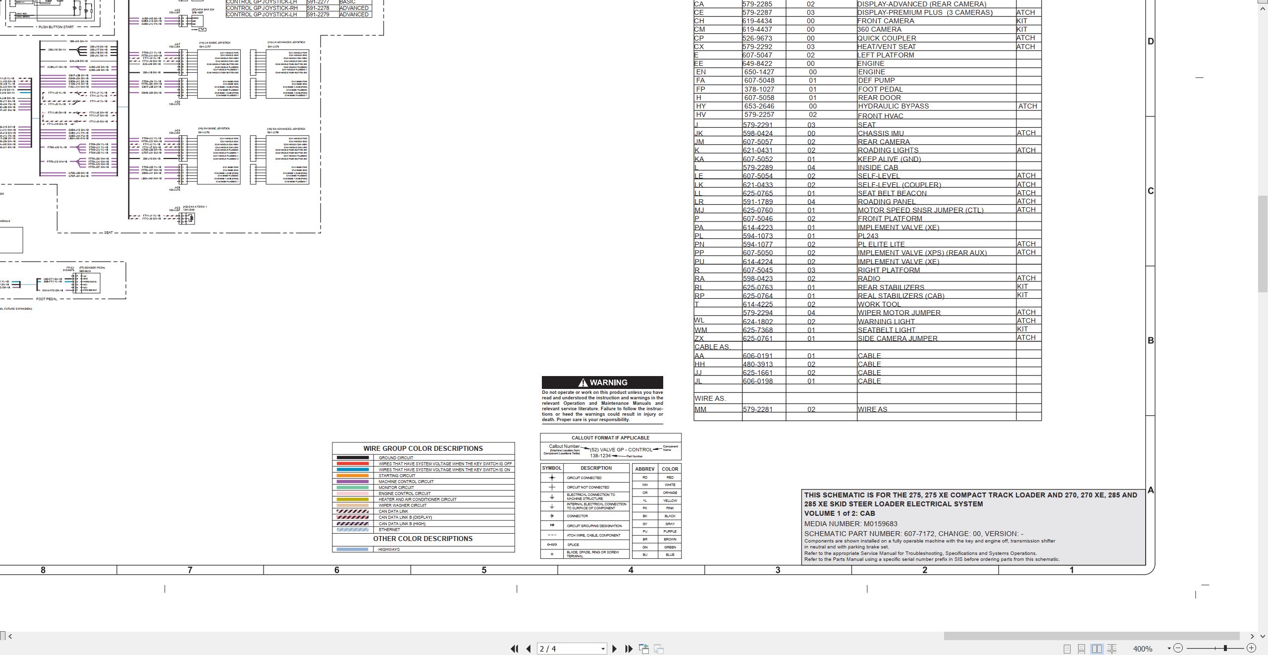 CAT Skid Steer Loader 275 XE Electrical Schematic (2)