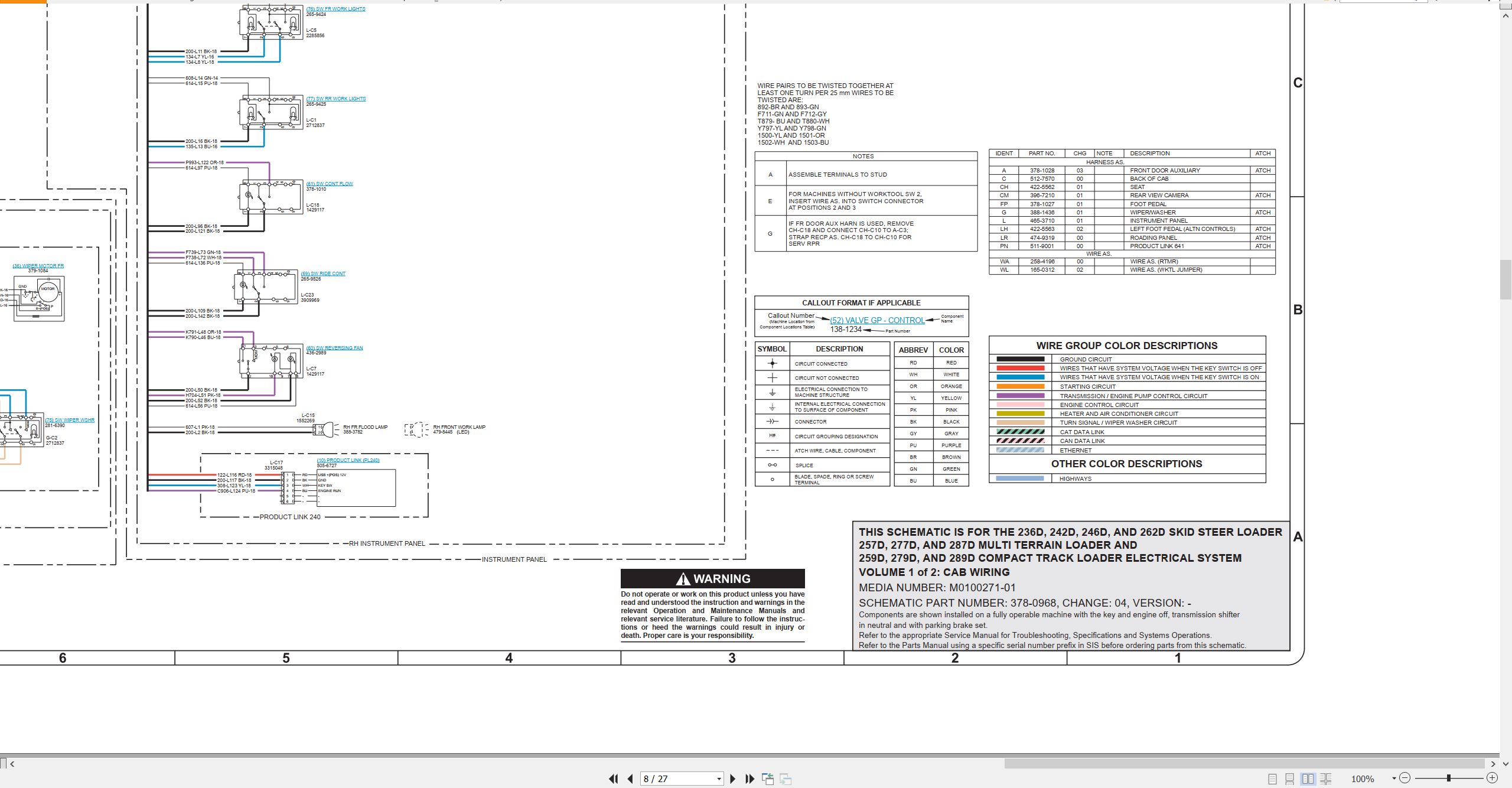 CAT Skid Steer Loader 277D Electrical Hydraulic Schematic (2)
