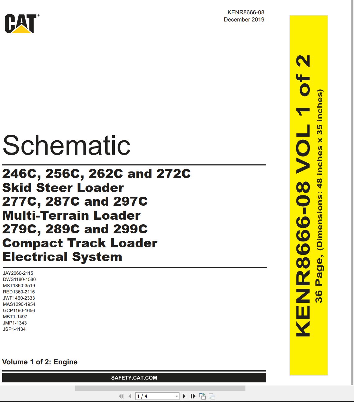 CAT Skid Steer Loader 279C Electrical Hydraulic Schematic (1)