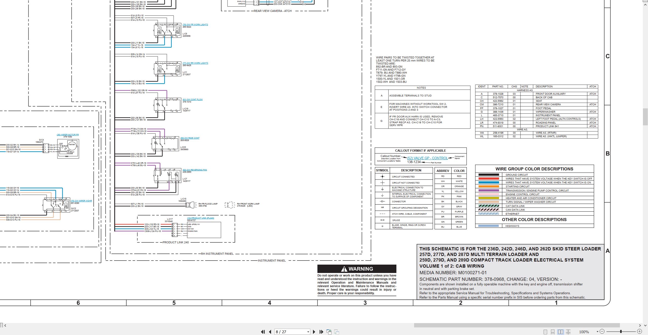 CAT Skid Steer Loader 279D Electrical Hydraulic Schematic (2)