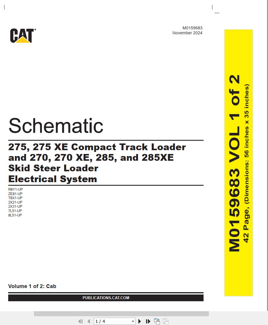 CAT Skid Steer Loader 285 Electrical Hydraulic Schematic (1)