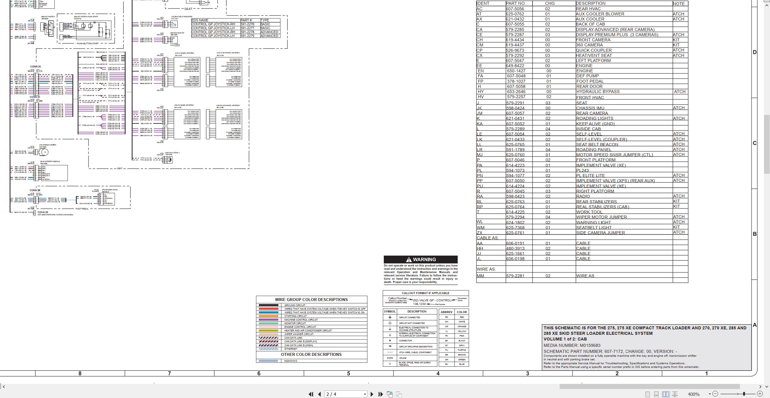 CAT Skid Steer Loader 285 Electrical Hydraulic Schematic (2)