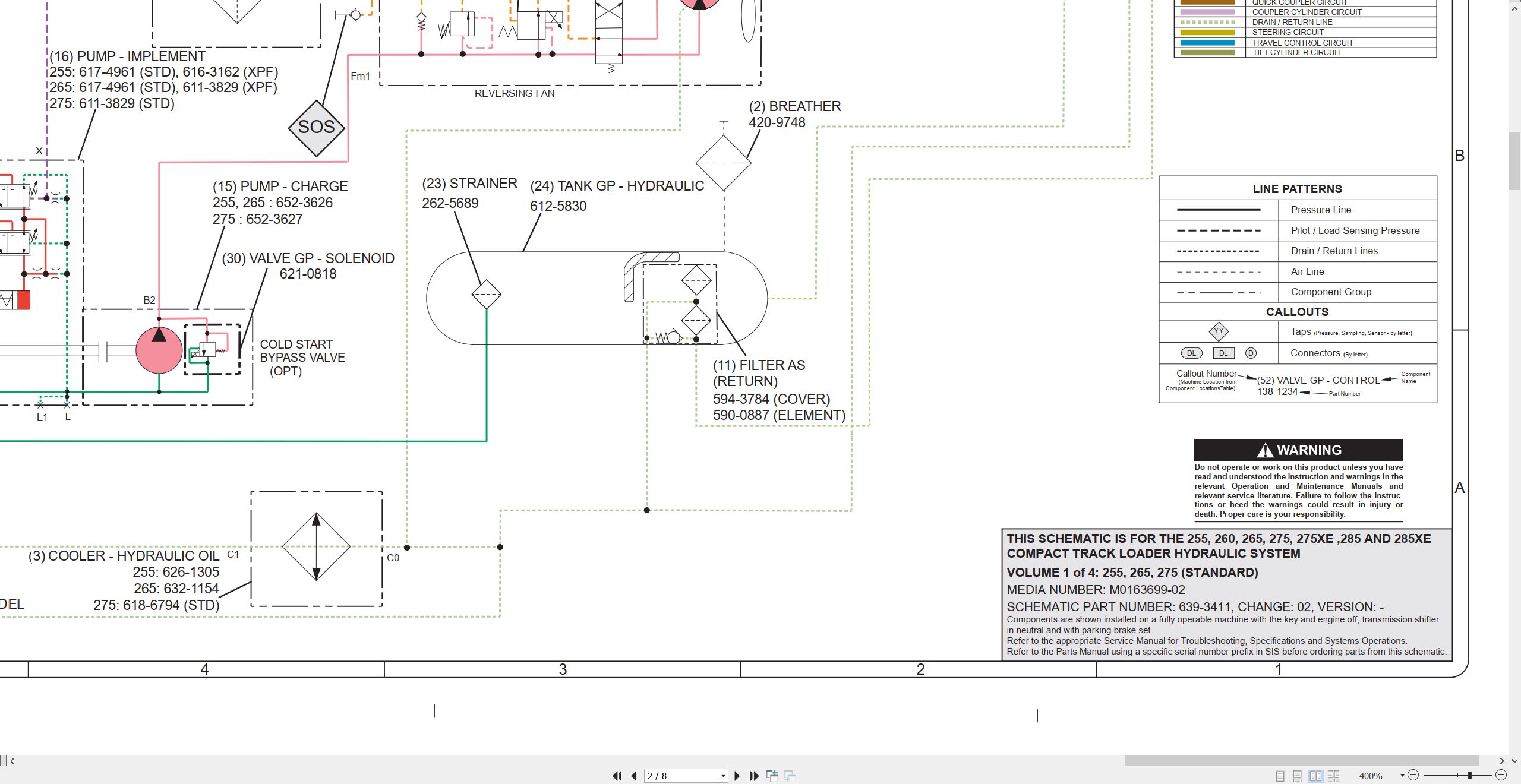 CAT Skid Steer Loader 285 Electrical Hydraulic Schematic (3)