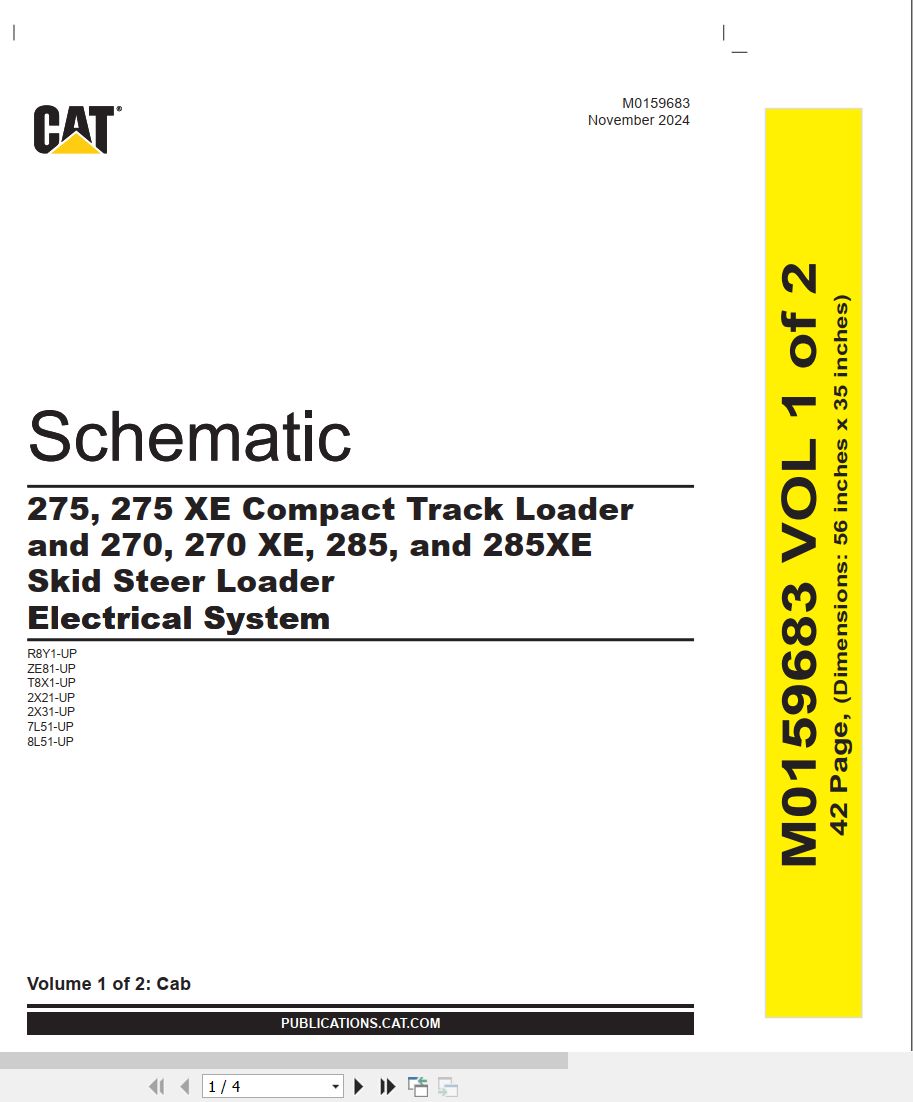 CAT Skid Steer Loader 285XE Electrical Hydraulic Schematic (1)