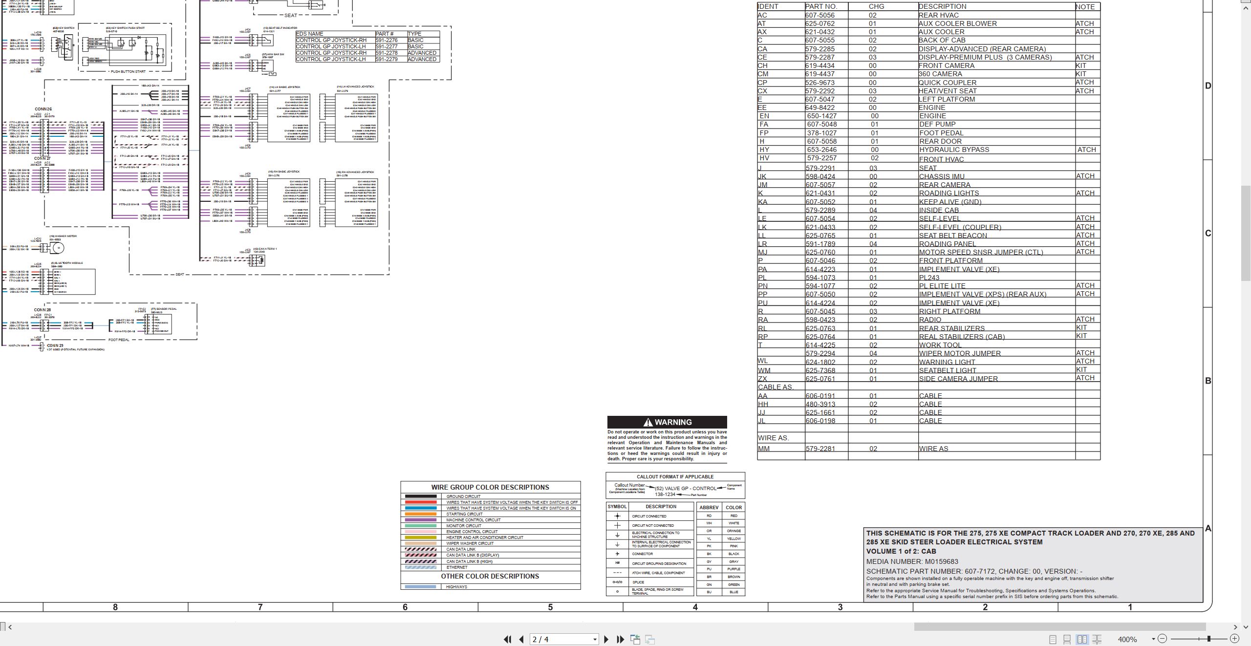 CAT Skid Steer Loader 285XE Electrical Hydraulic Schematic (2)