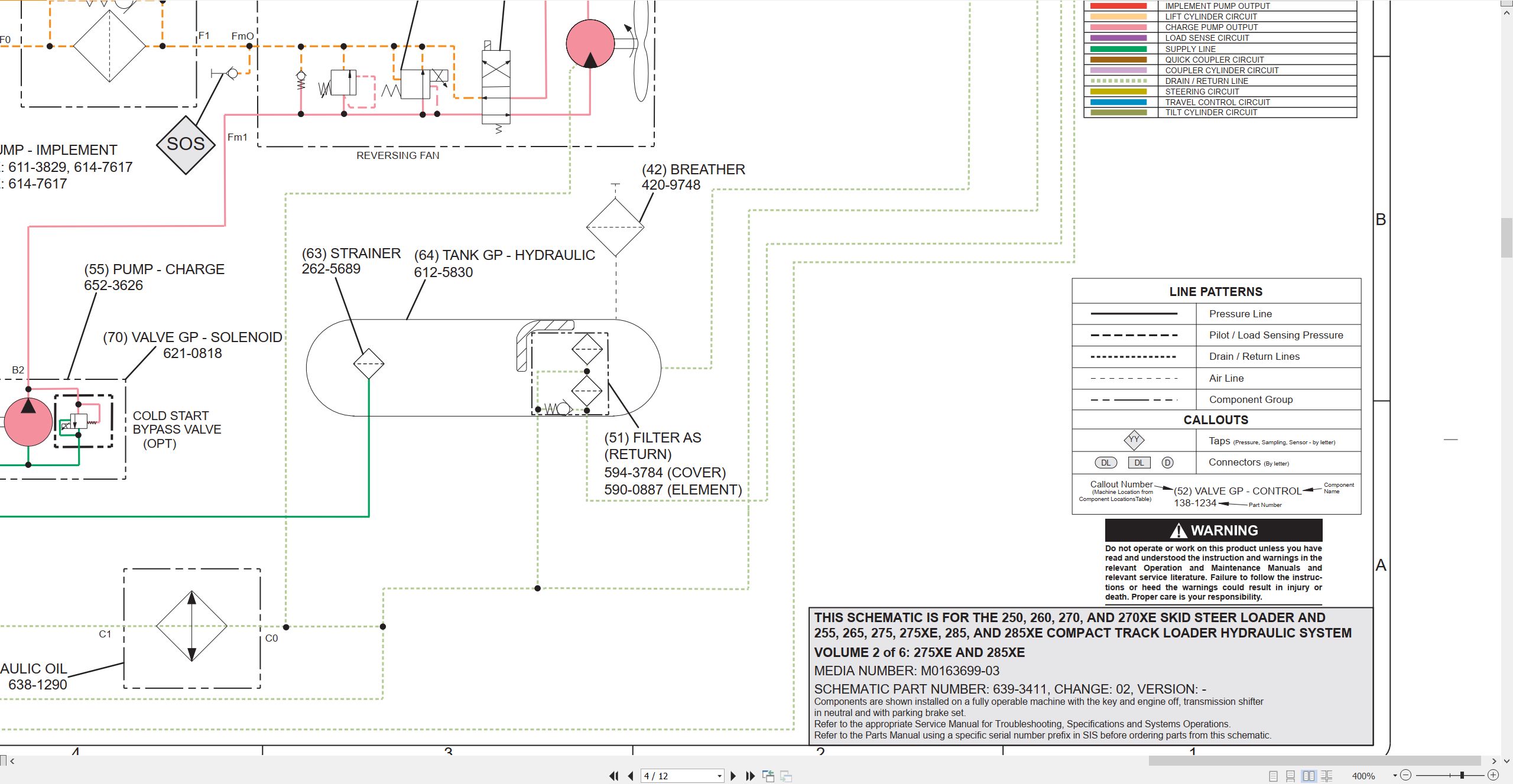 CAT Skid Steer Loader 285XE Electrical Hydraulic Schematic (3)