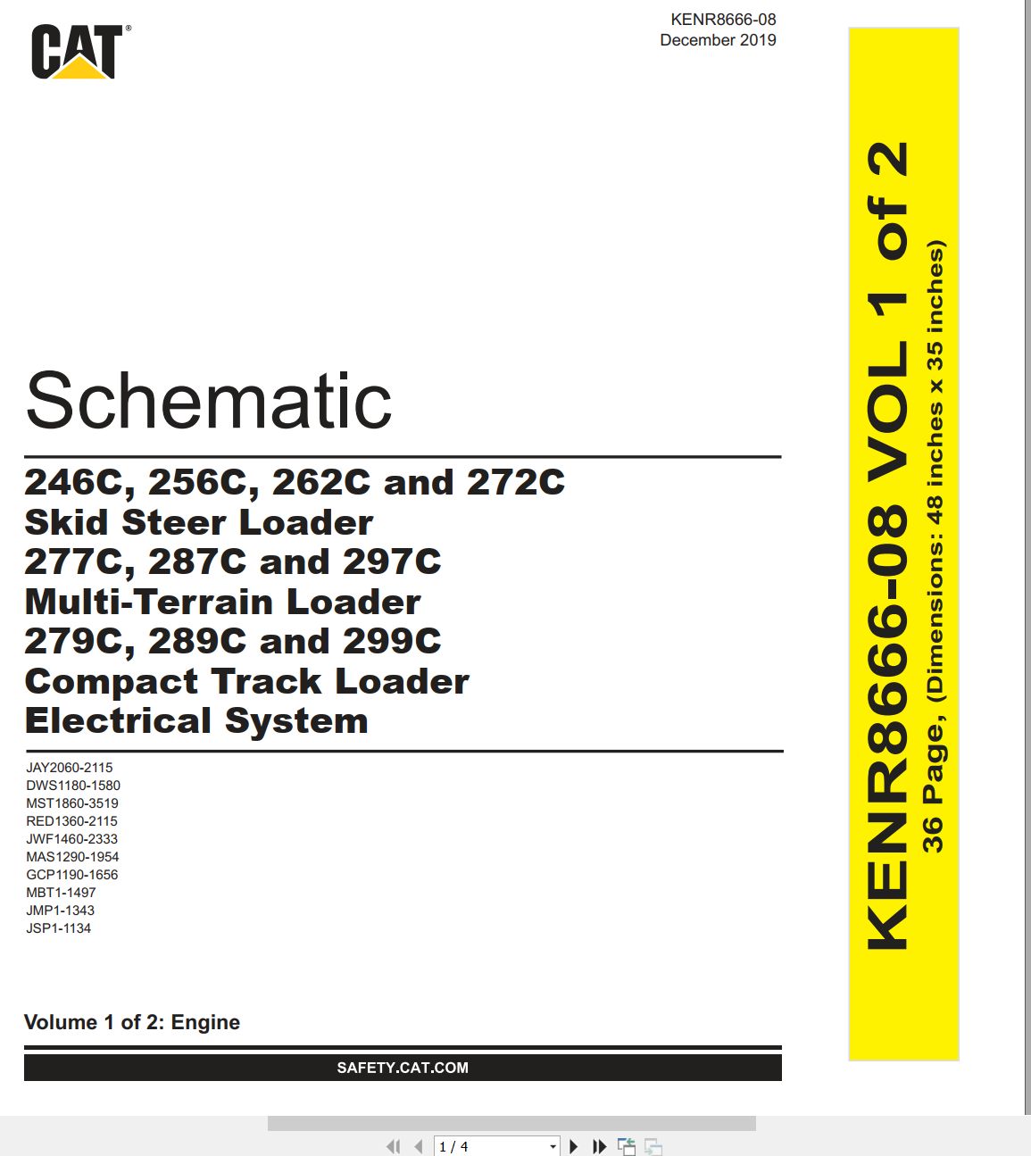 CAT Skid Steer Loader 287C Electrical Hydraulic Schematic (1)