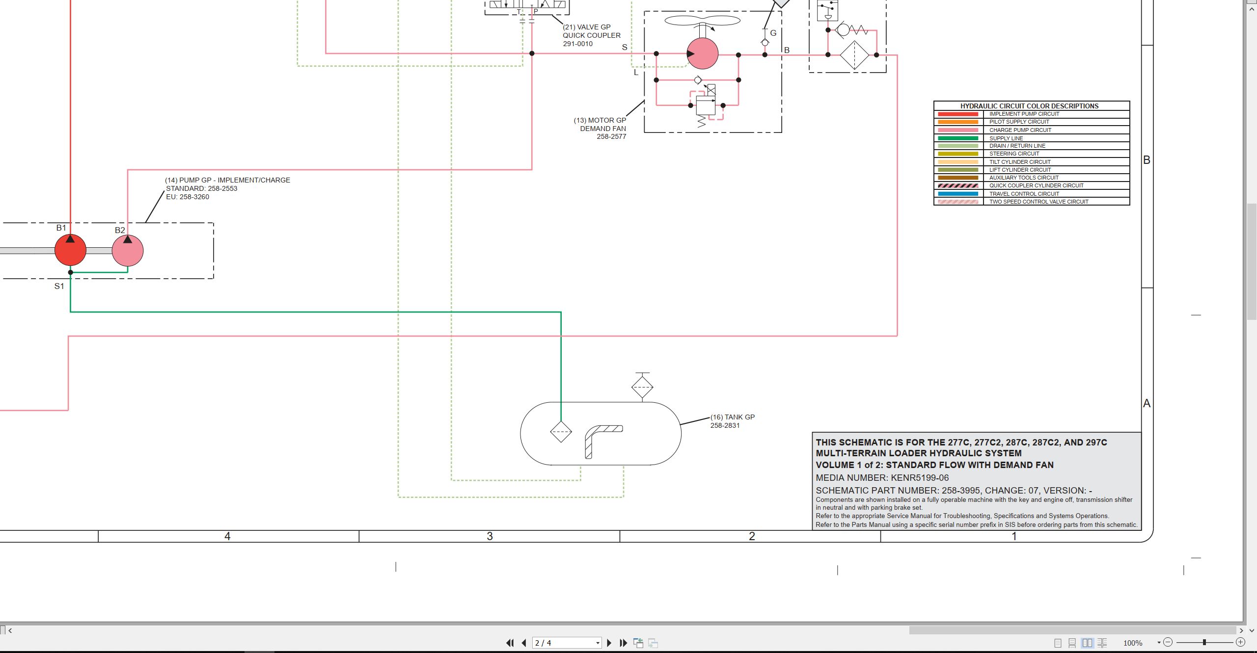 CAT Skid Steer Loader 287C Electrical Hydraulic Schematic (3)