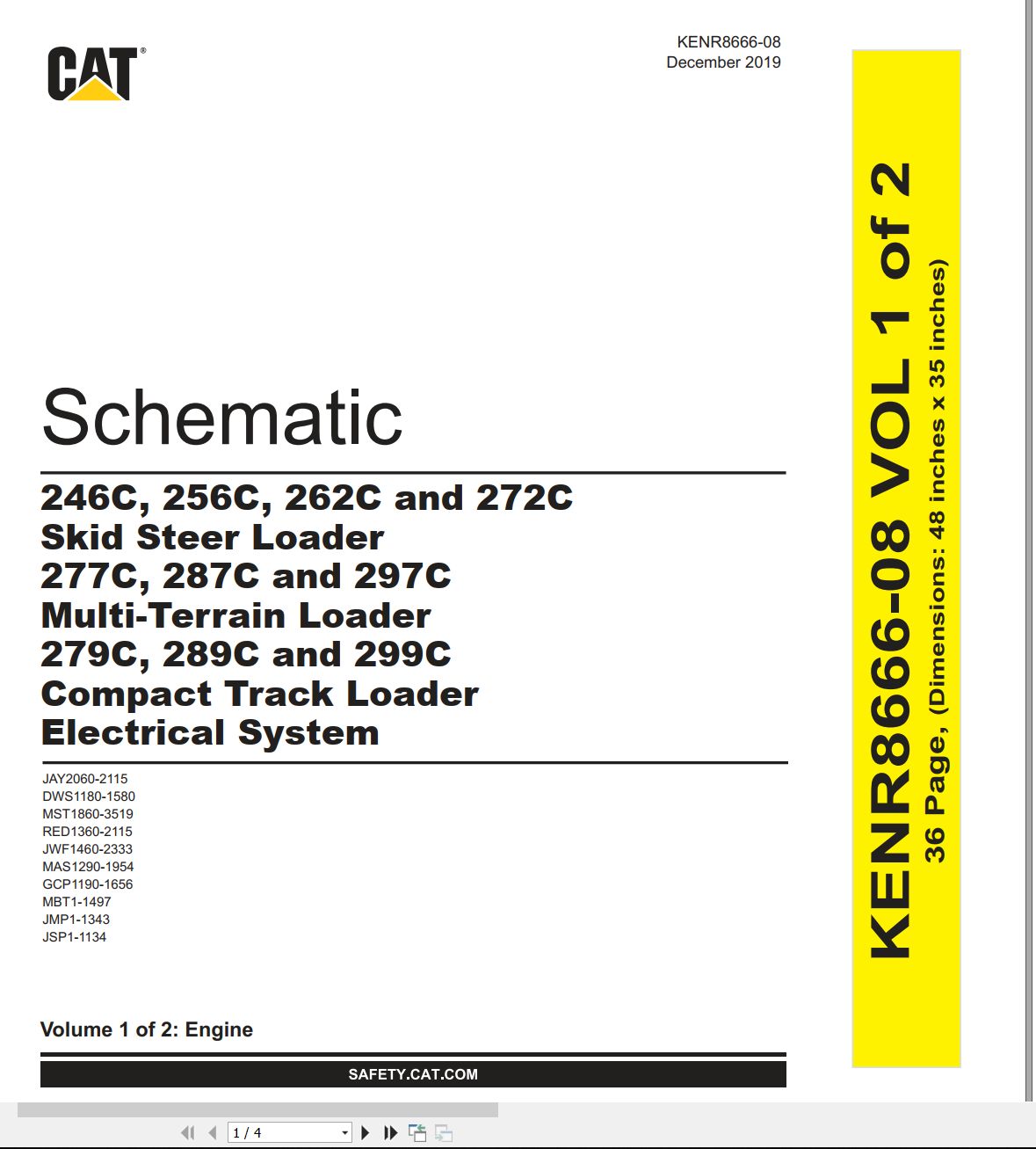 CAT Skid Steer Loader 297C Electrical Hydraulic Schematic (1)