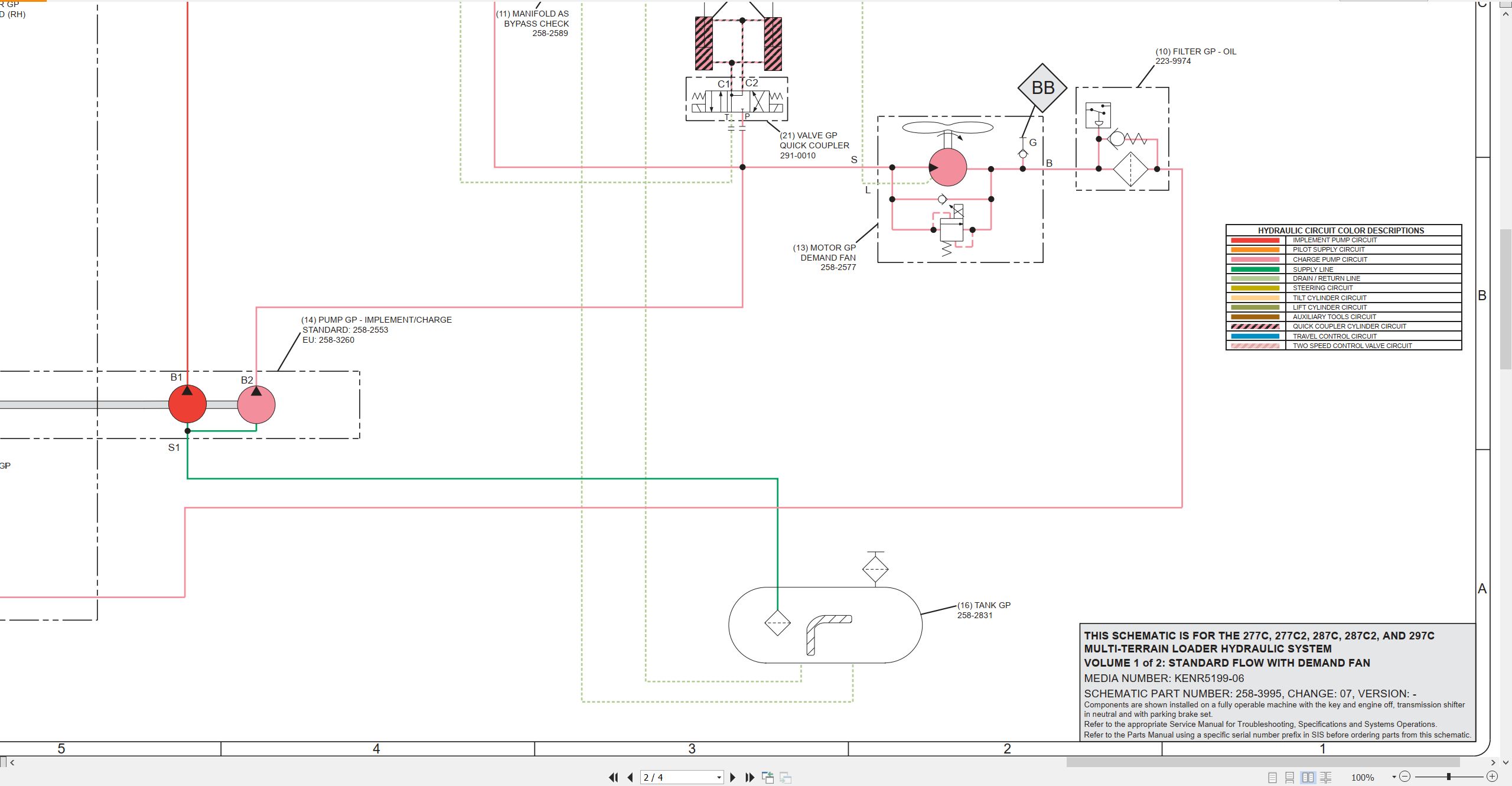CAT Skid Steer Loader 297C Electrical Hydraulic Schematic (3)