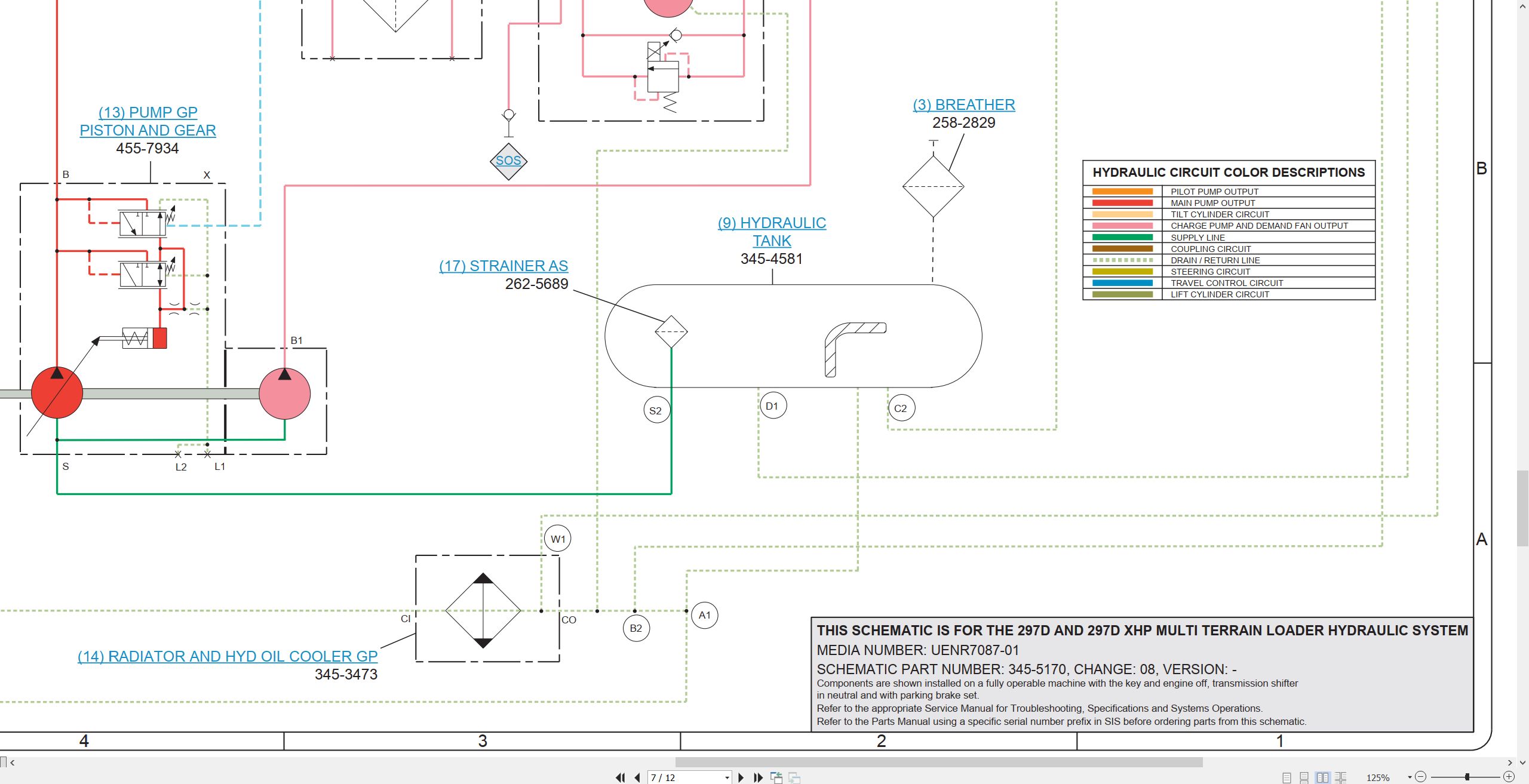 CAT Skid Steer Loader 297D Electrical Hydraulic Schematic (3)