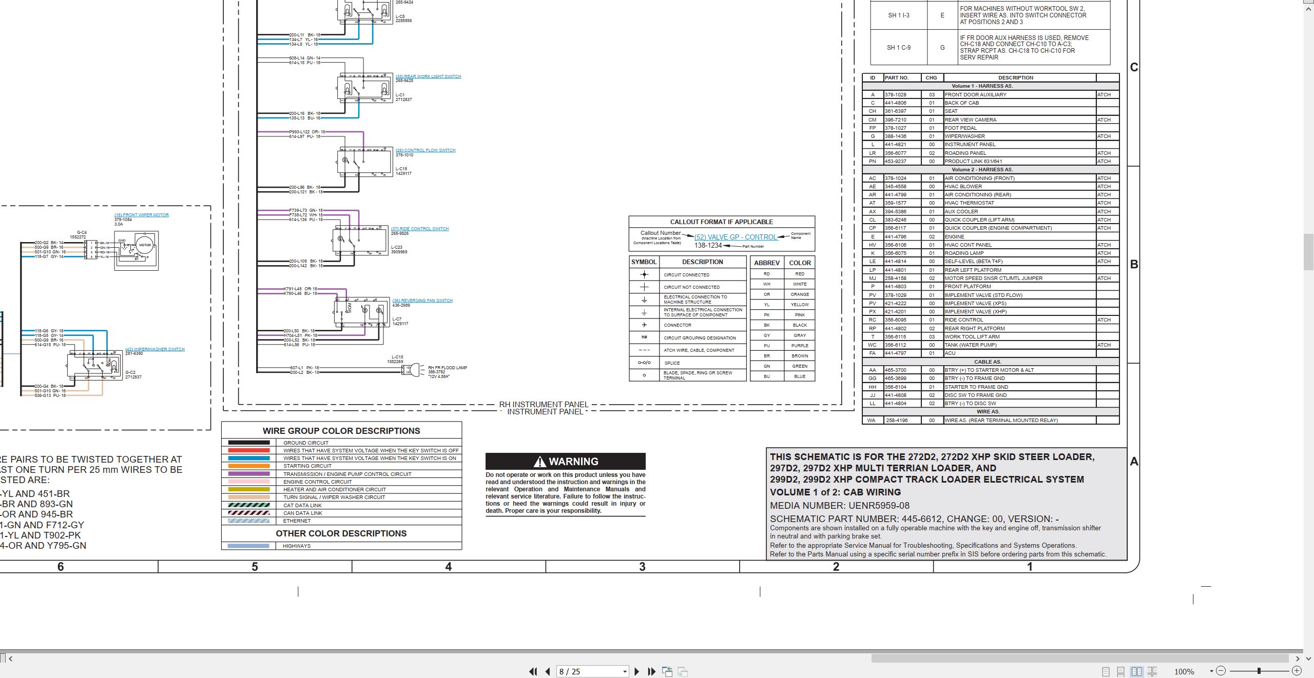 CAT Skid Steer Loader 297D2 Electrical Hydraulic Schematic (2)