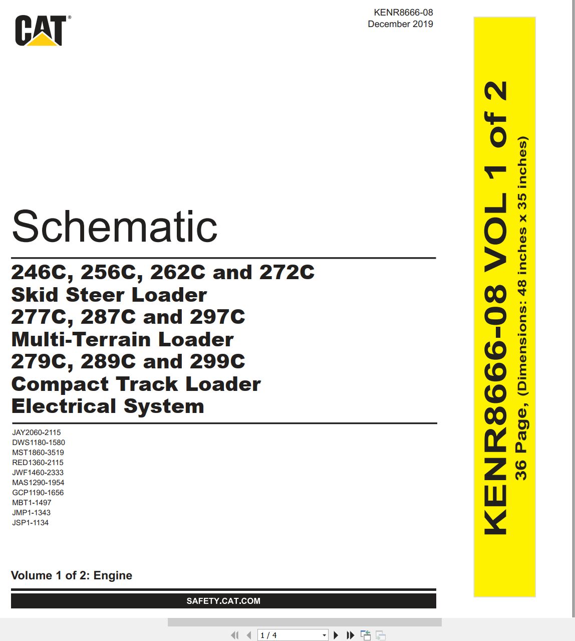 CAT Skid Steer Loader 299C Electrical Hydraulic Schematic (1)