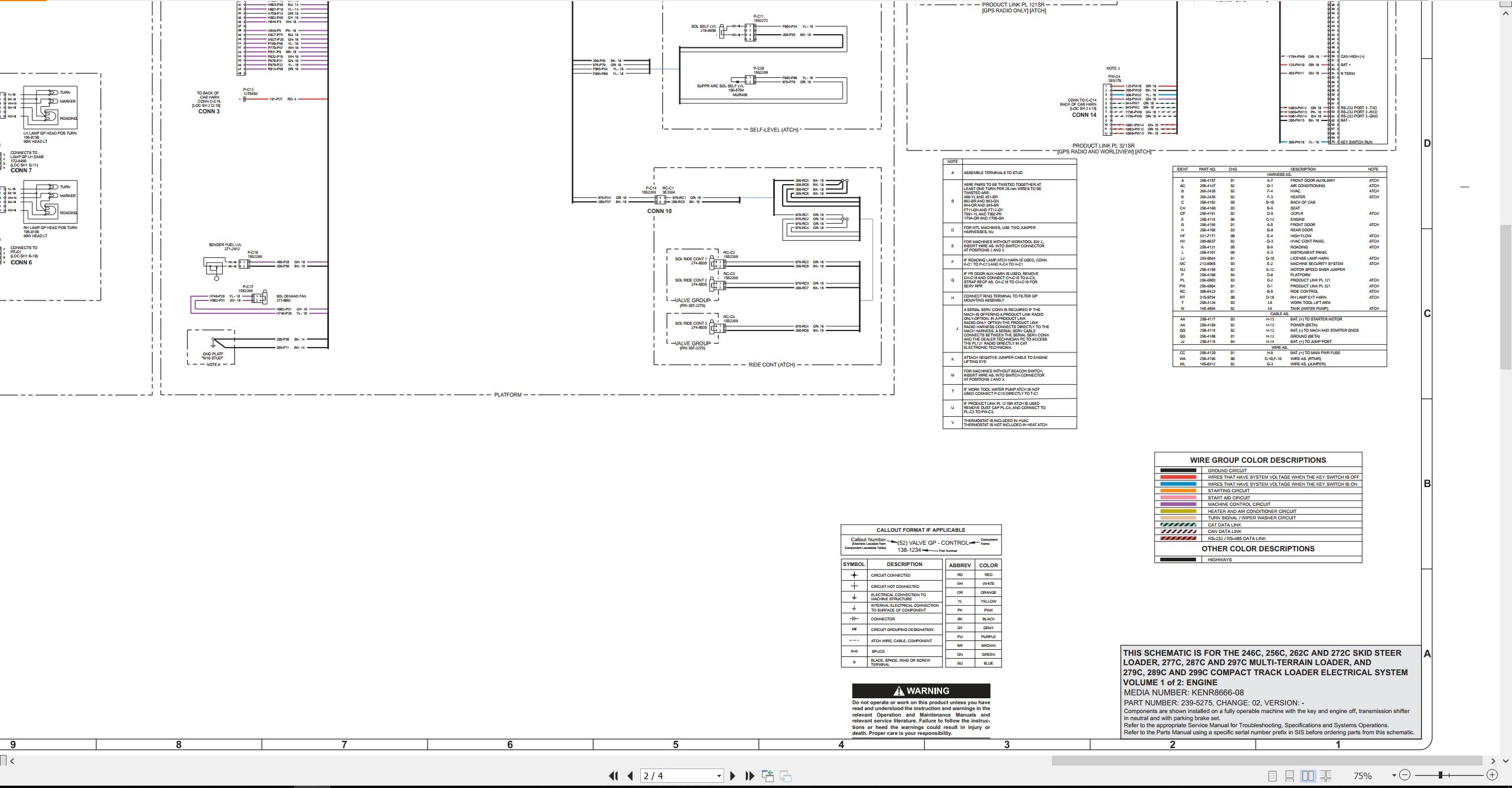 CAT Skid Steer Loader 299C Electrical Hydraulic Schematic (2)