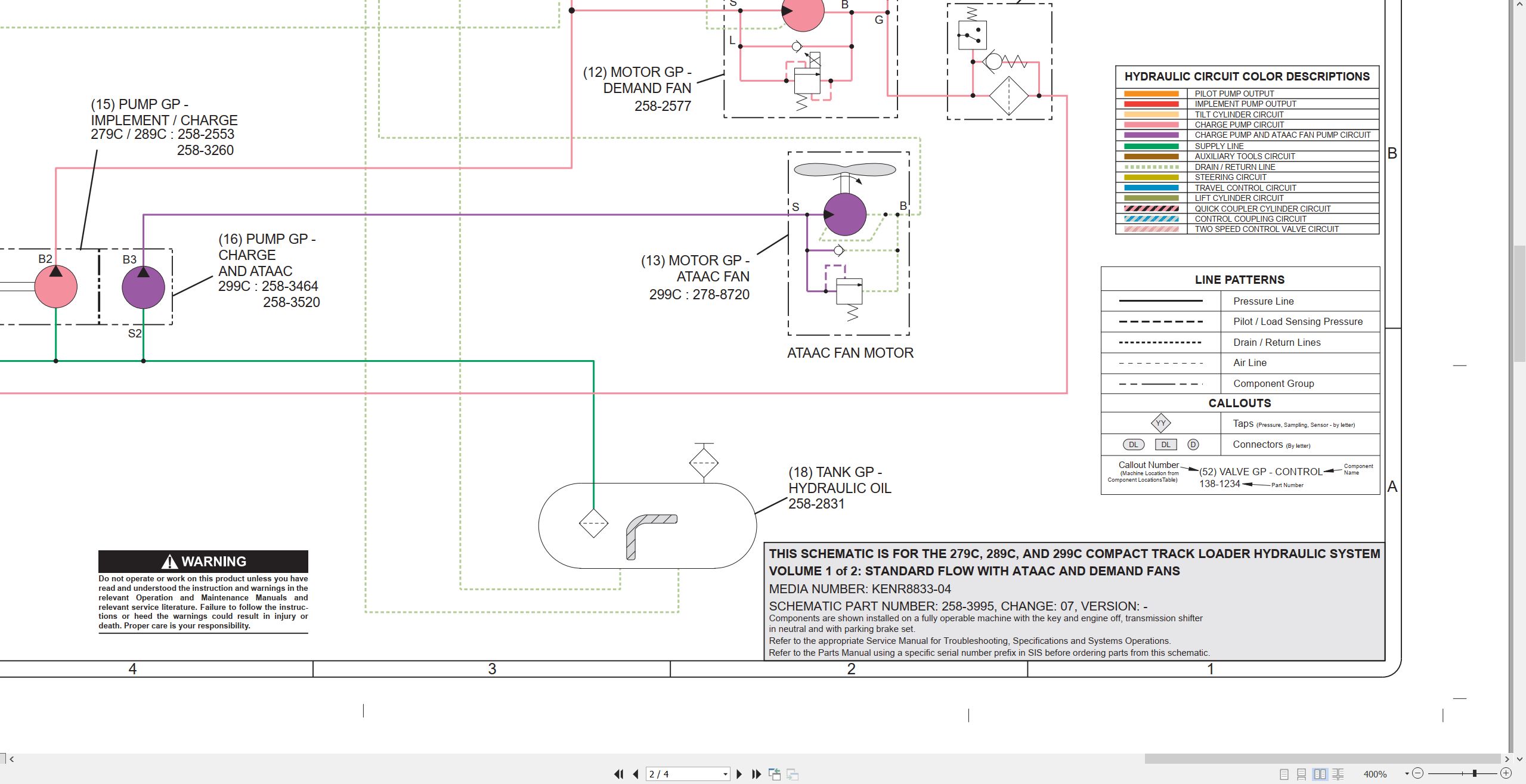 CAT Skid Steer Loader 299C Electrical Hydraulic Schematic (3)