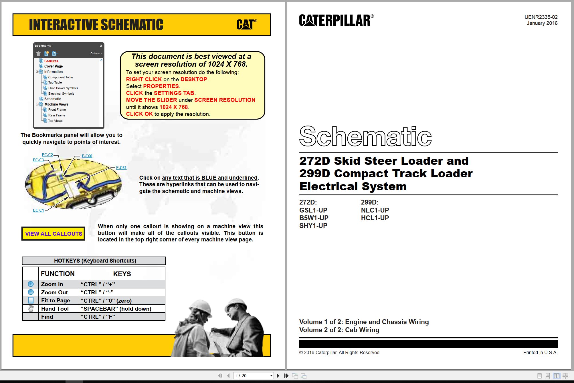 CAT Skid Steer Loader 299D Electrical Hydraulic Schematic (1)