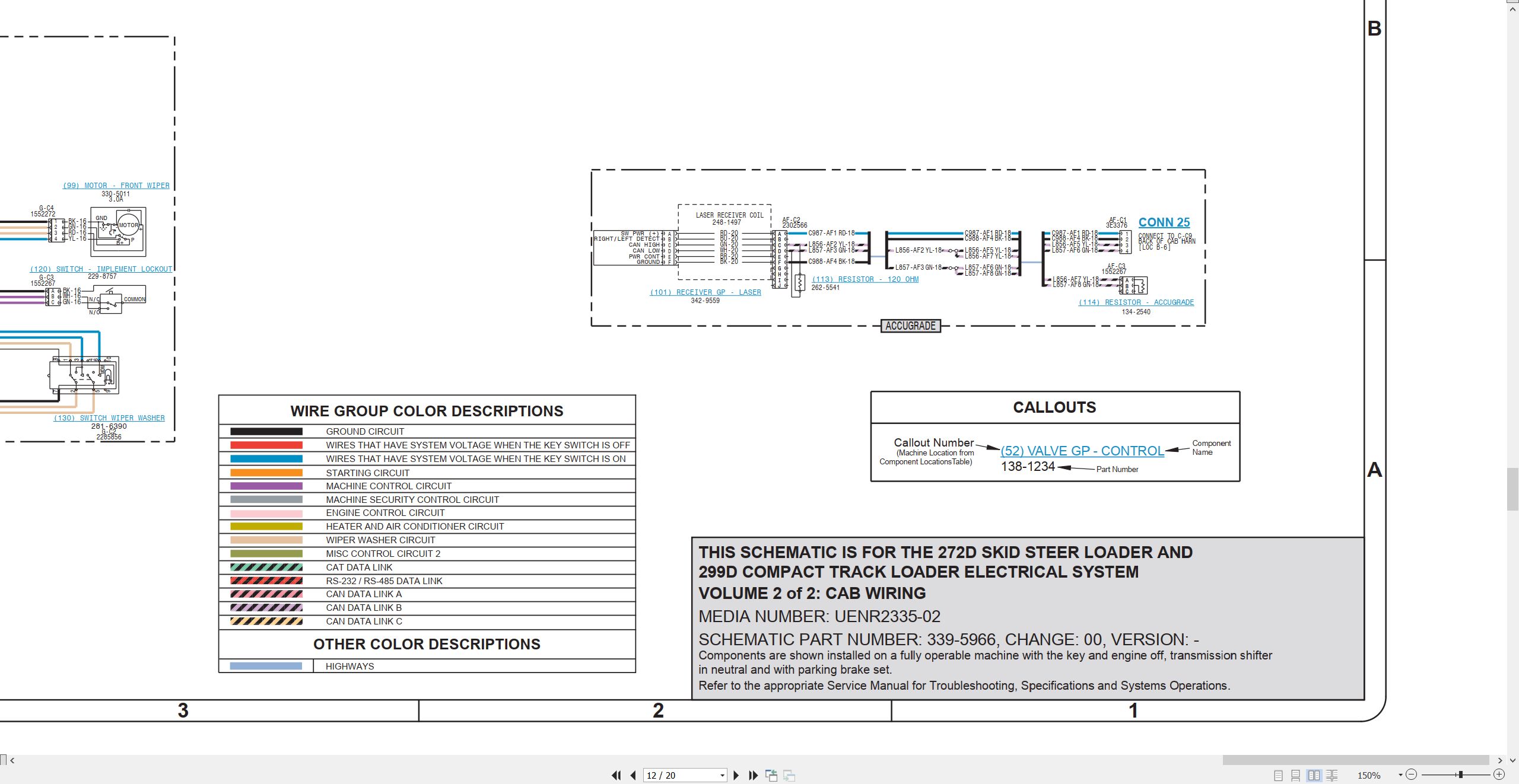 CAT Skid Steer Loader 299D Electrical Hydraulic Schematic (2)