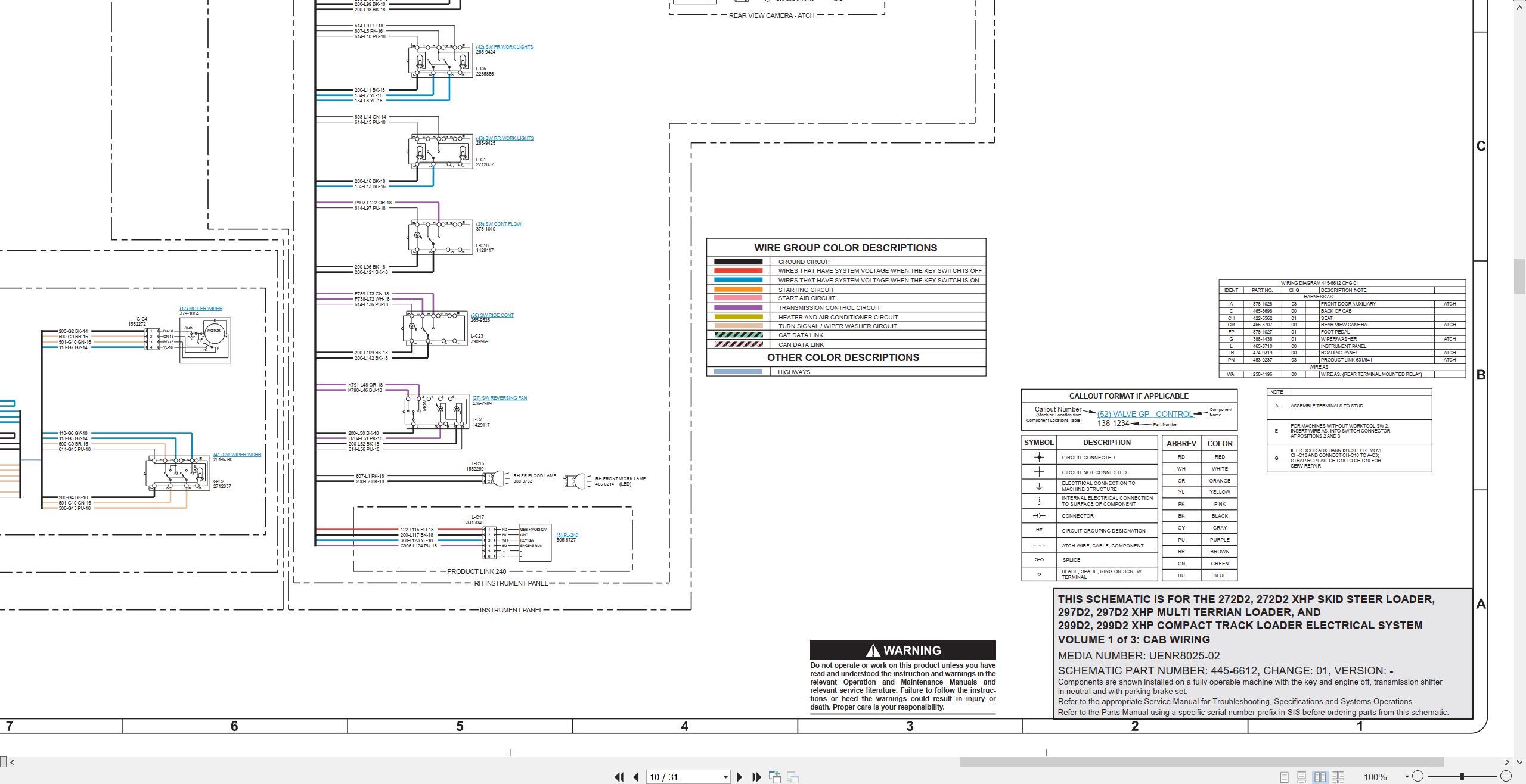 CAT Skid Steer Loader 299D2 XHP Electrical Hydraulic Schematic (2)