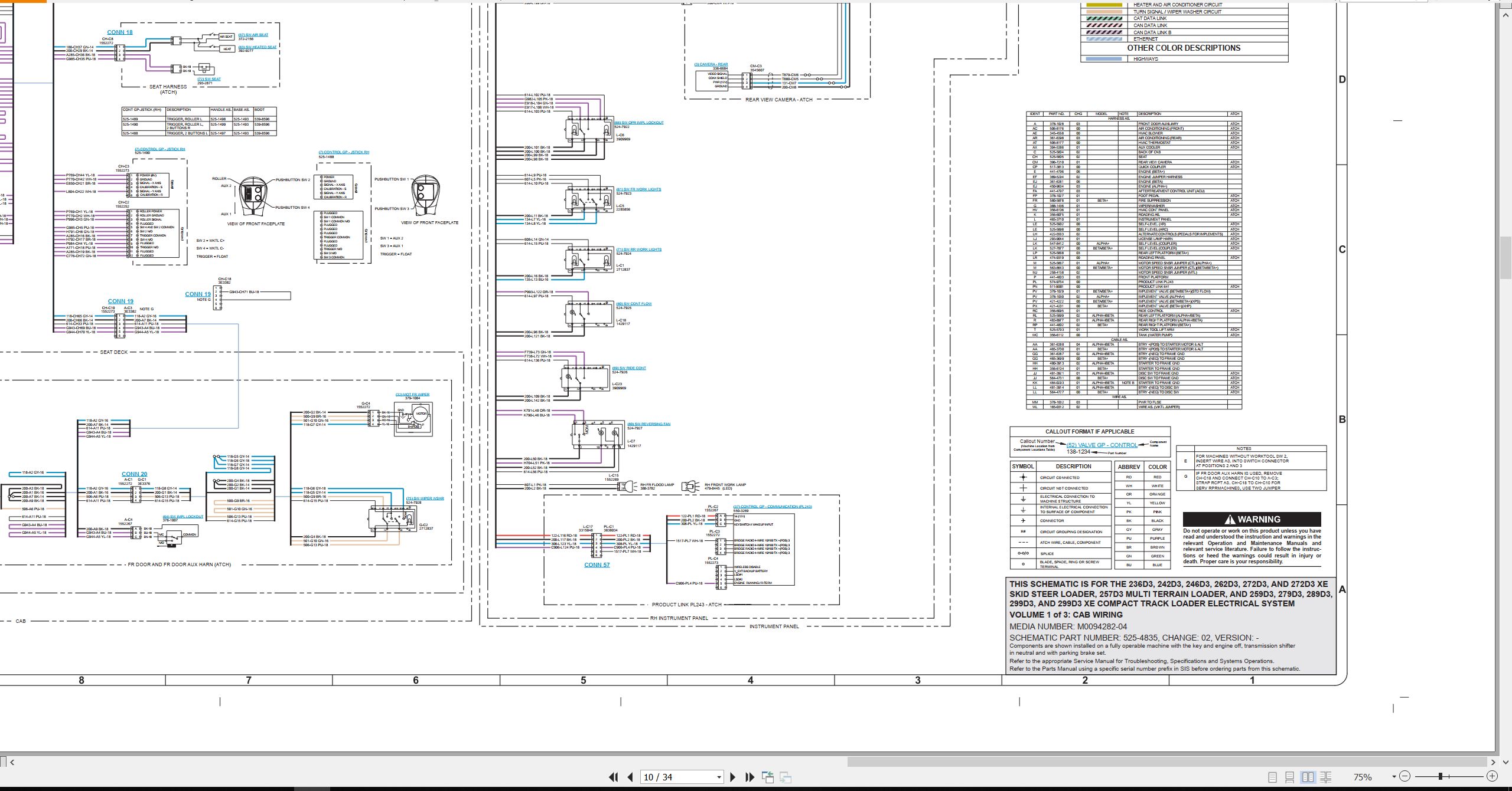 CAT Skid Steer Loader 299D3 Electrical Hydraulic Schematic (2)