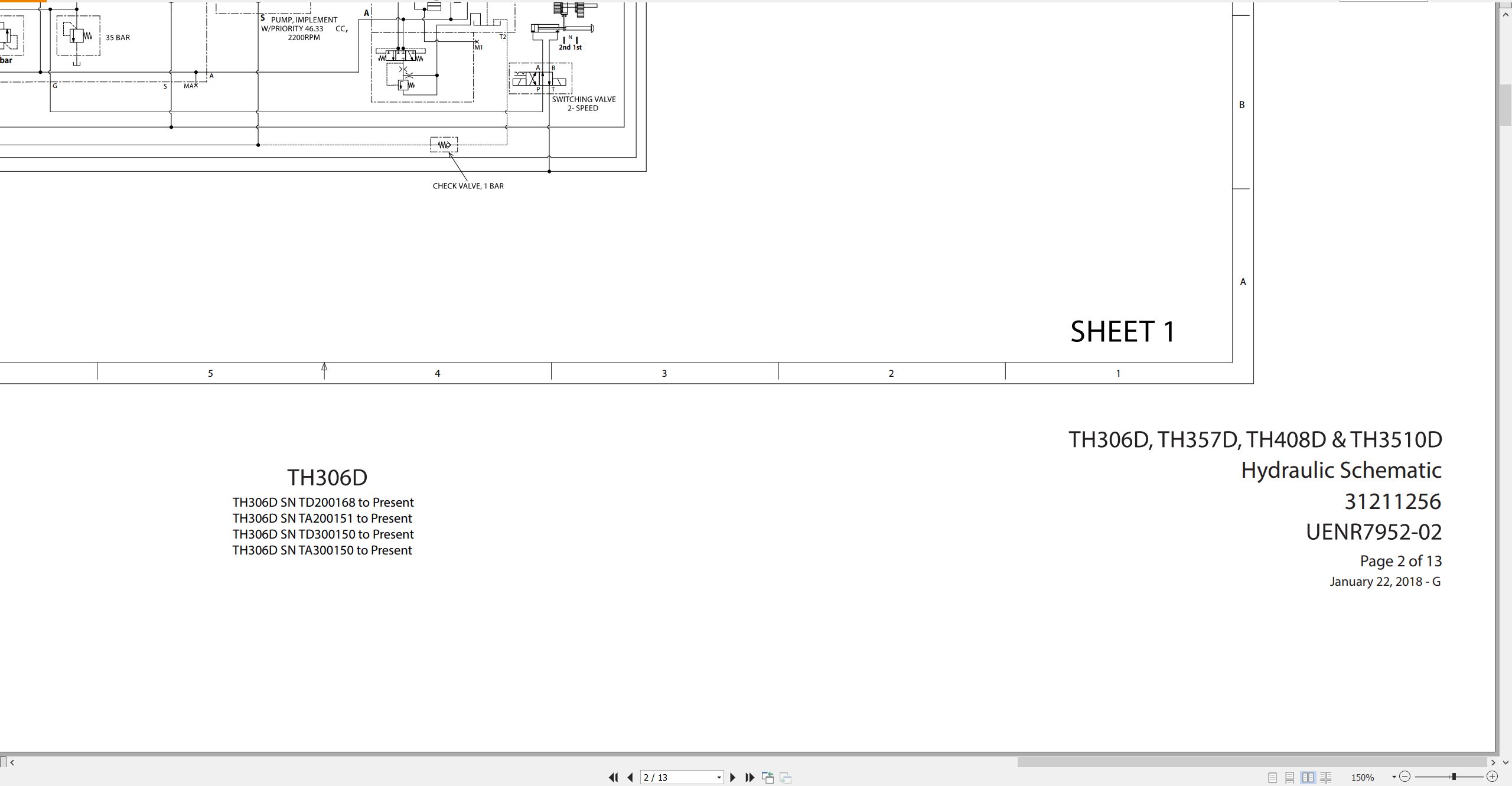 CAT Telehandler TH306D Electrical Hydraulic Schematic (2)