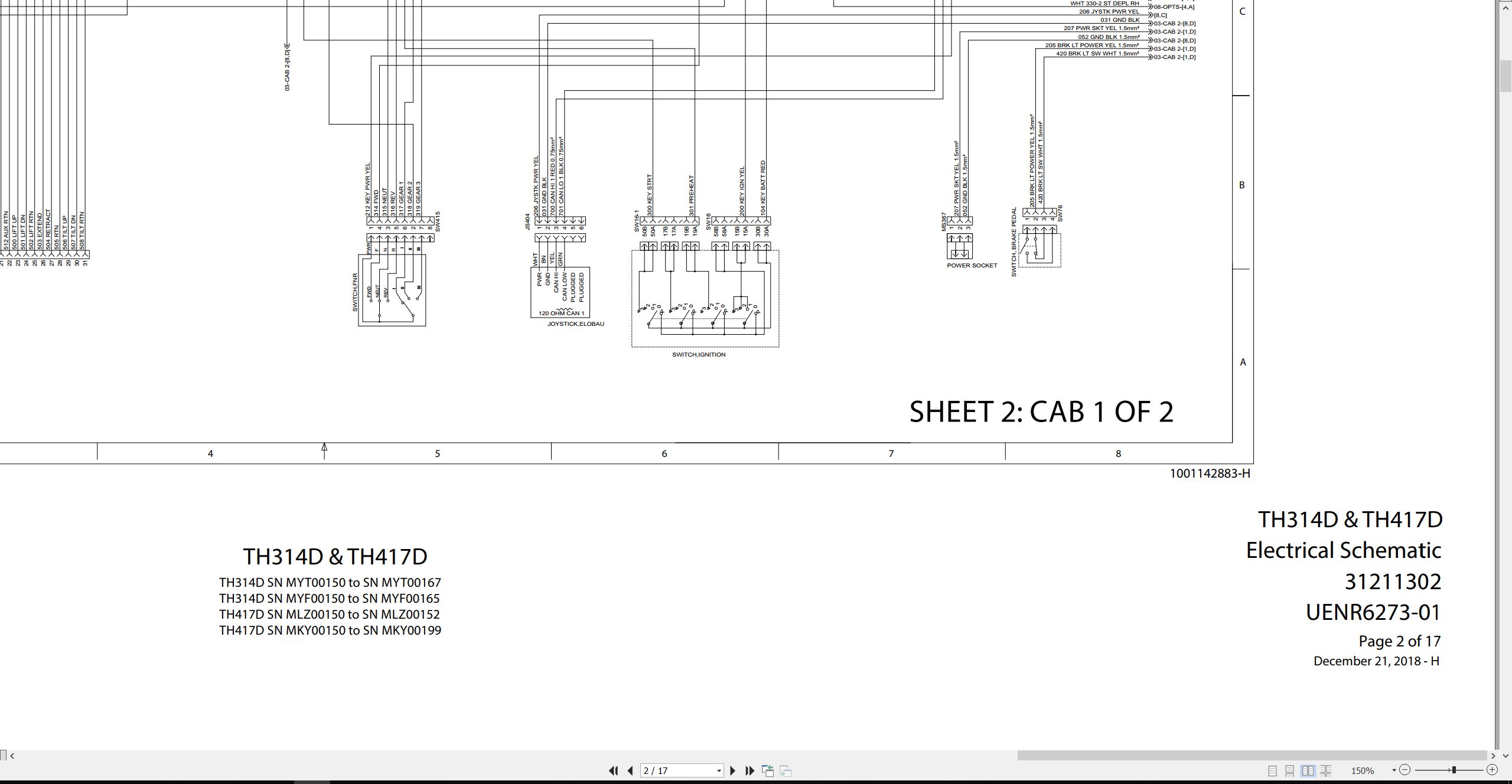 CAT Telehandler TH314D Electrical Hydraulic Schematic (1)