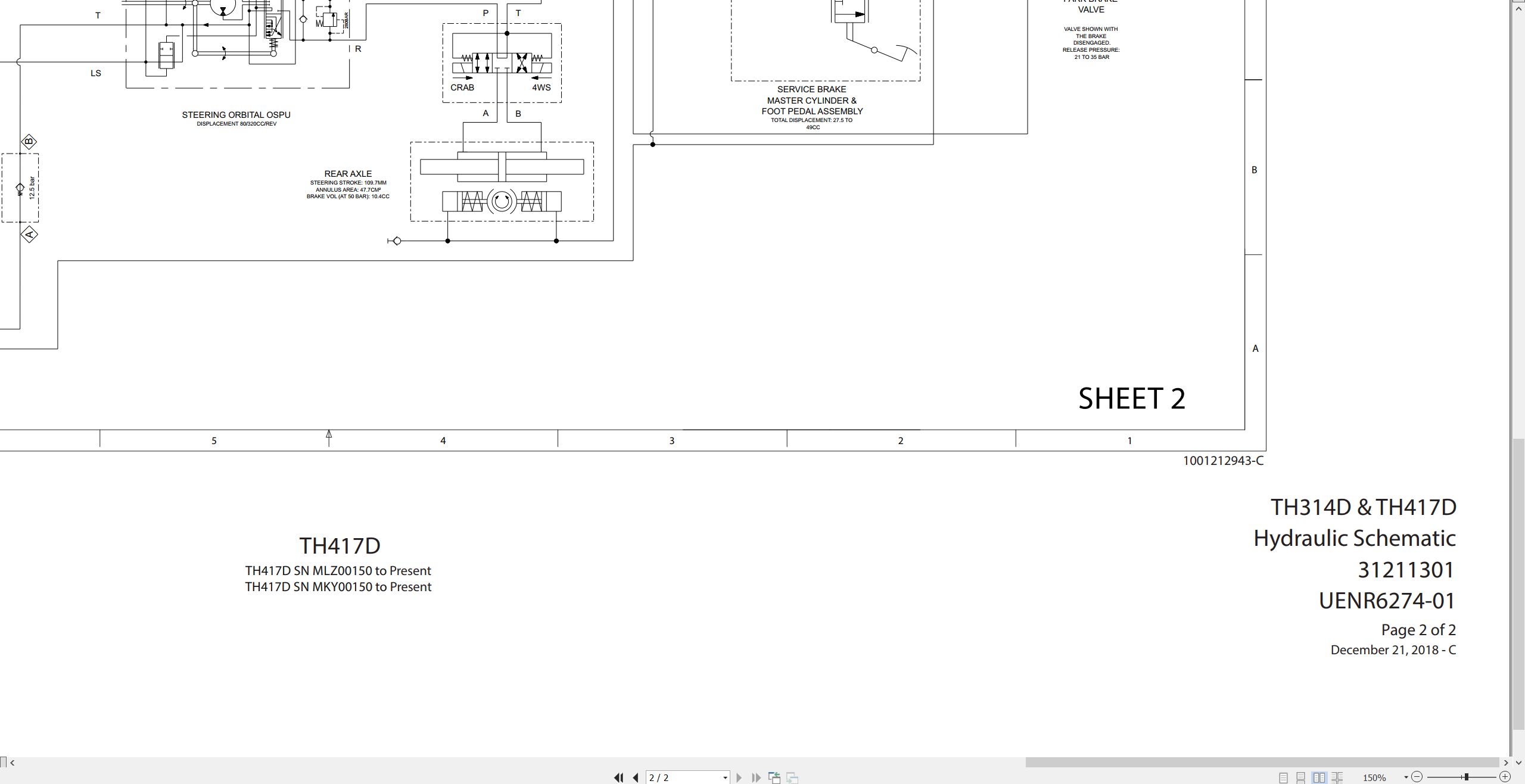 CAT Telehandler TH314D Electrical Hydraulic Schematic (2)