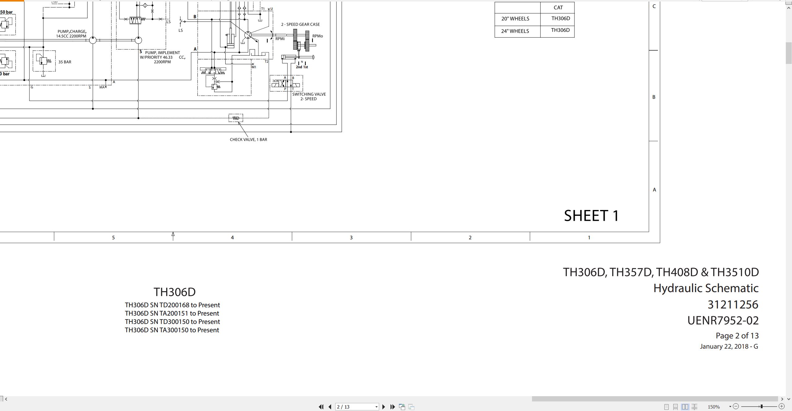 CAT Telehandler TH3510D Electrical Hydraulic Schematic (2)