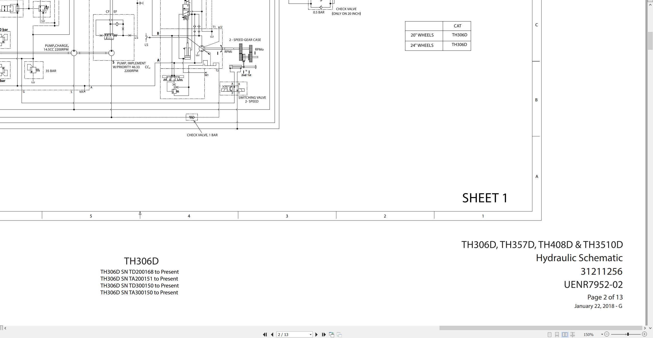 CAT Telehandler TH357D Electrical Hydraulic Schematic (2)