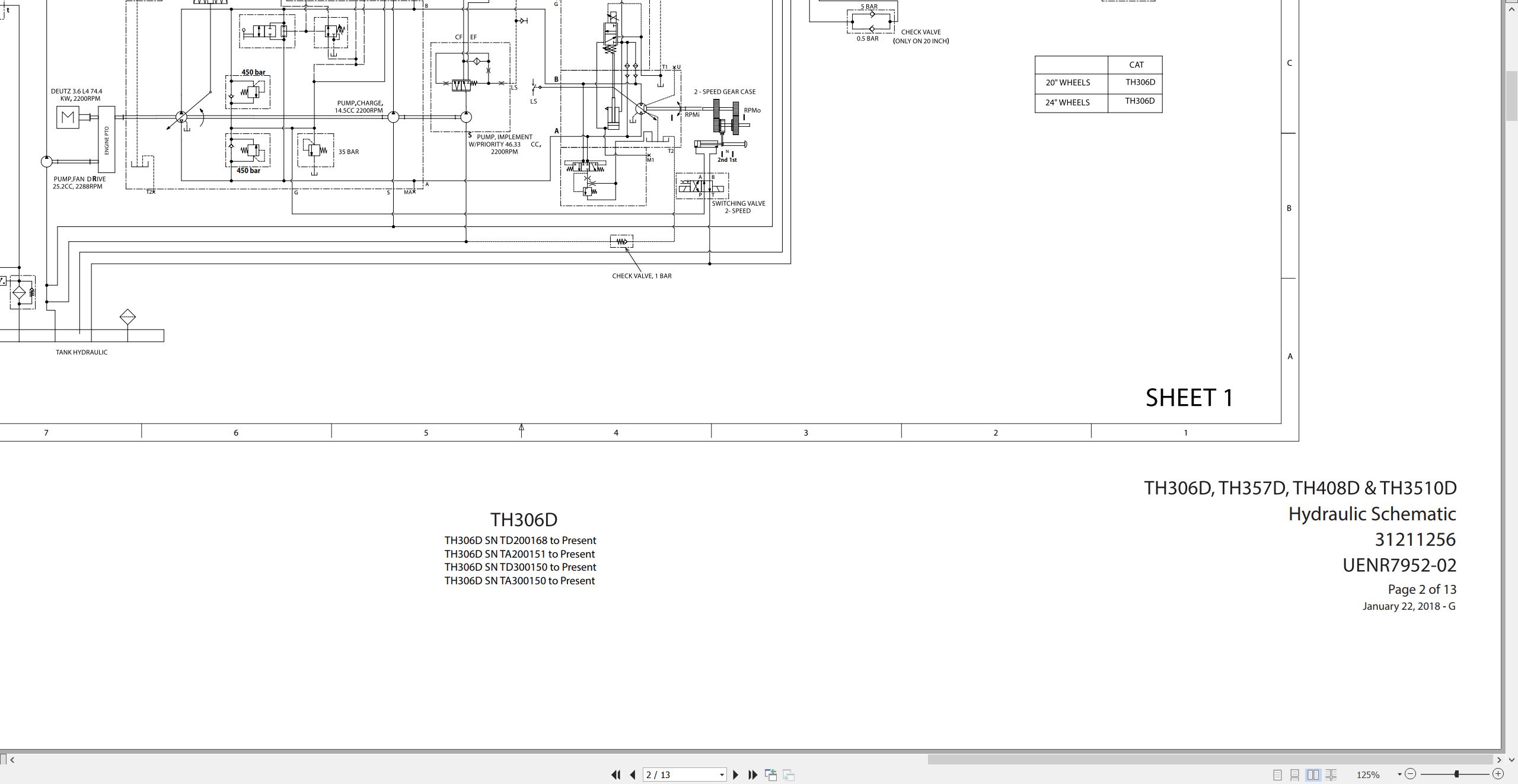 CAT Telehandler TH408D Electrical Hydraulic Schematic (2)