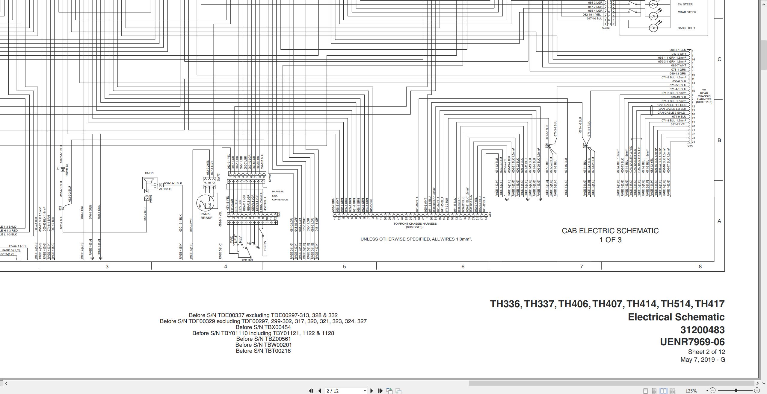 CAT Telehandler TH414 Electrical Hydraulic Schematic (1)