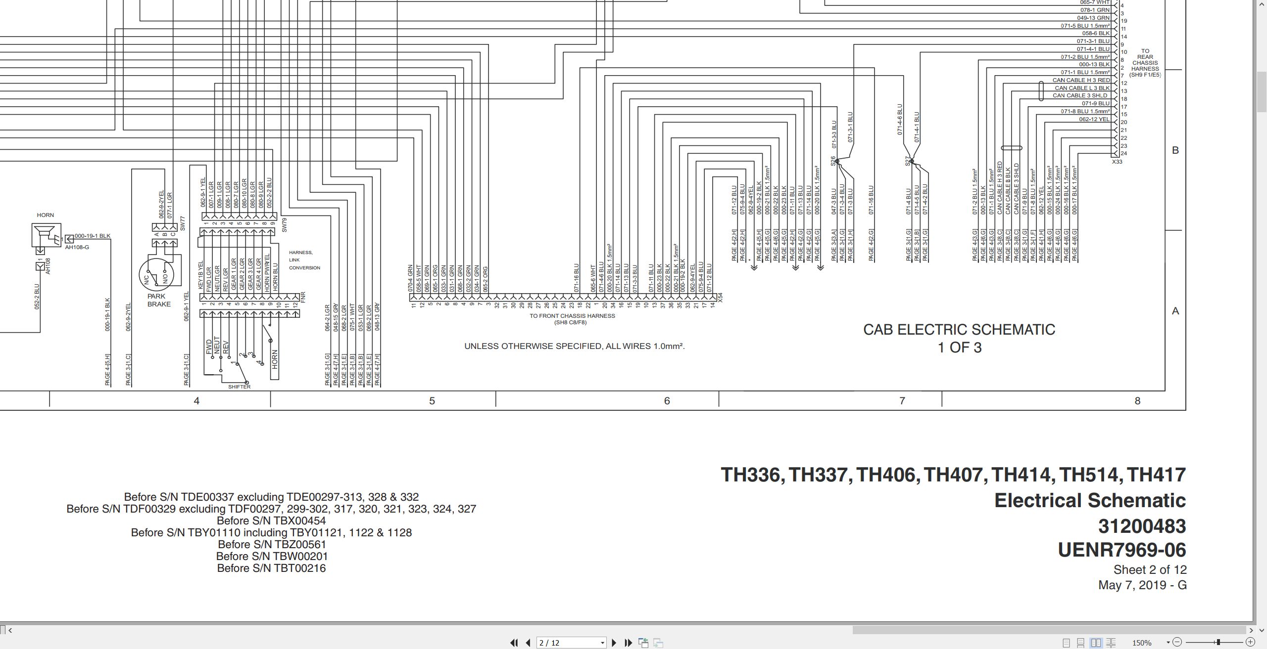 CAT Telehandler TH417 Electrical Hydraulic Schematic (1)