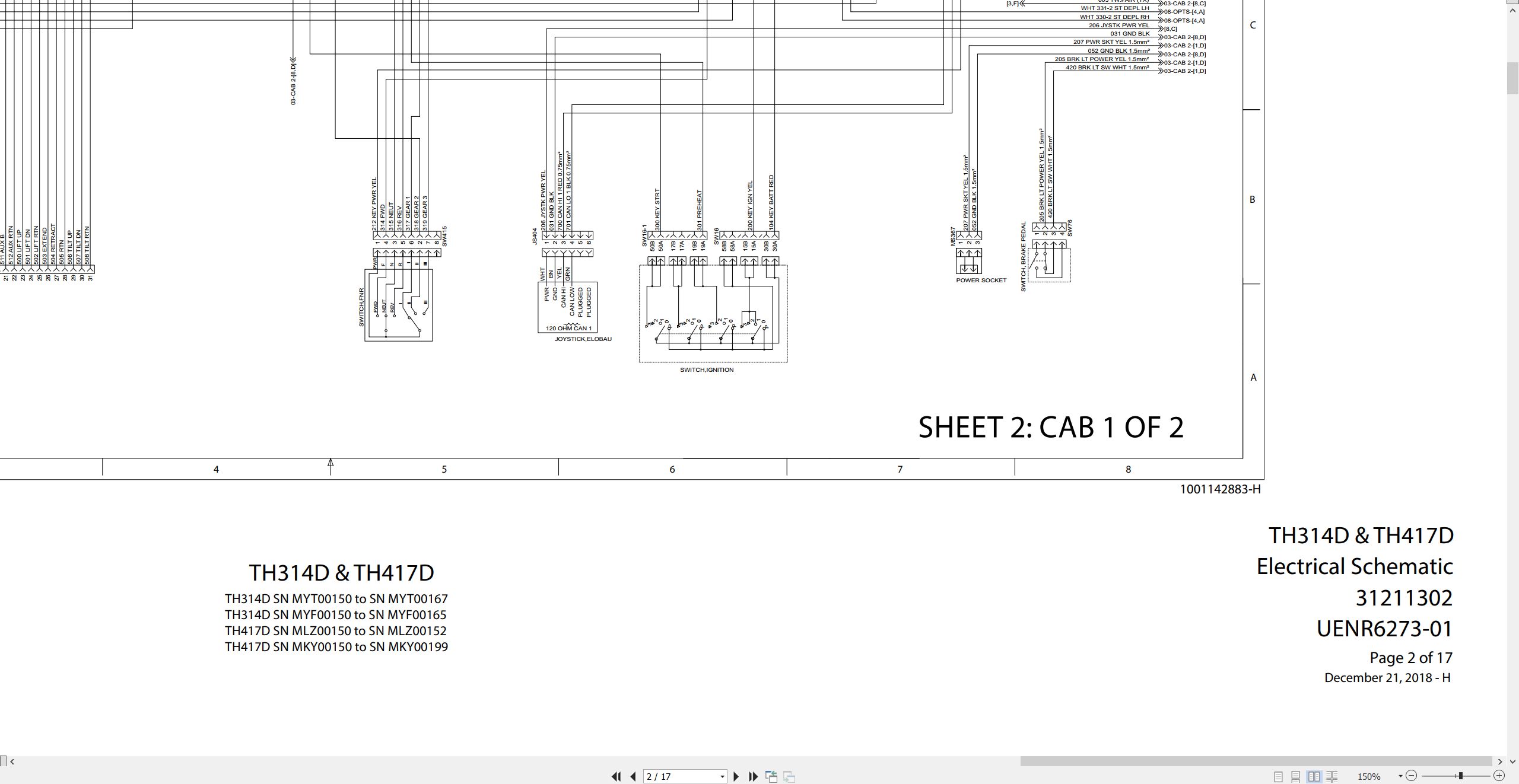 CAT Telehandler TH417D Electrical Hydraulic Schematic (1)