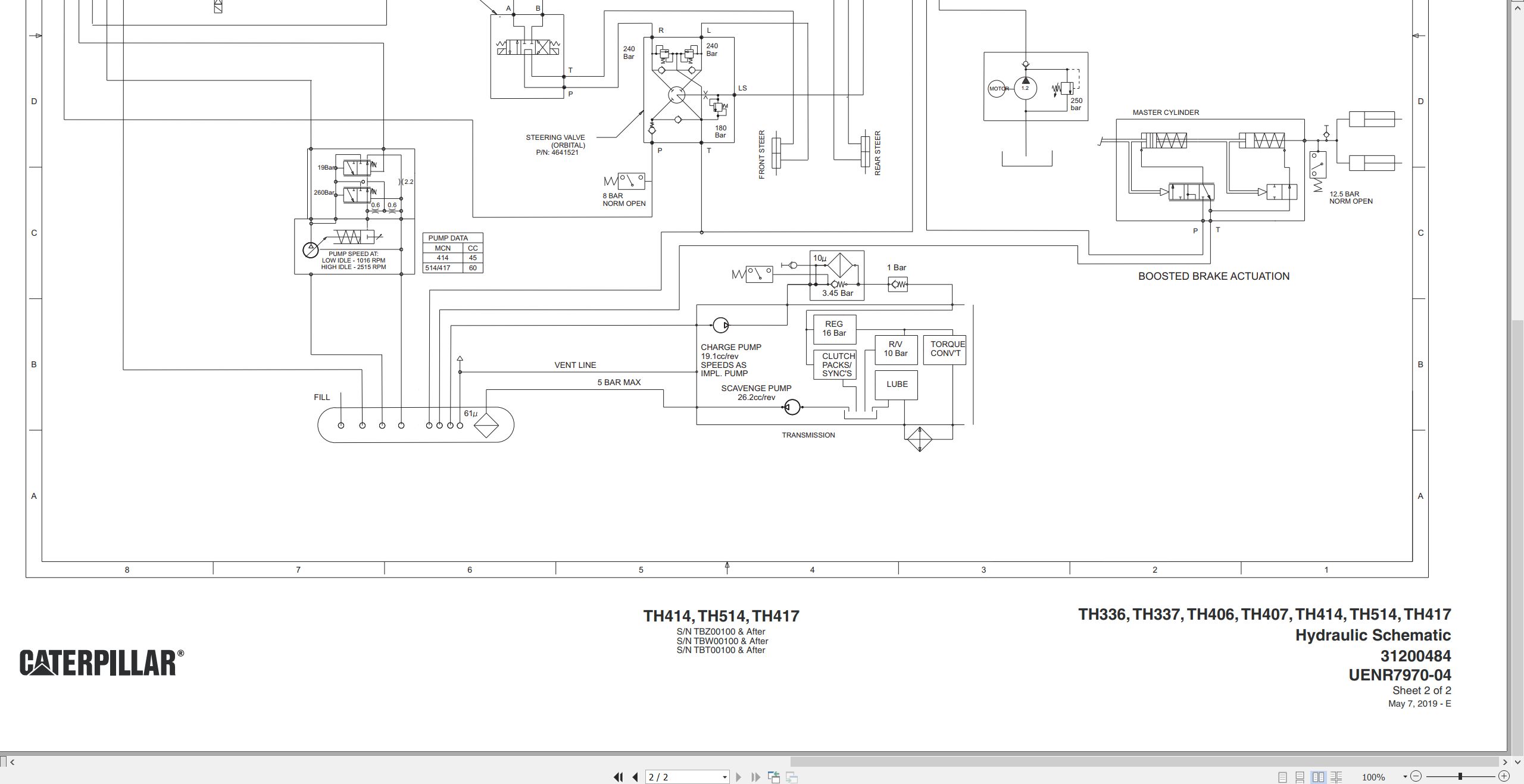 CAT Telehandler TH514 Electrical Hydraulic Schematic (2)