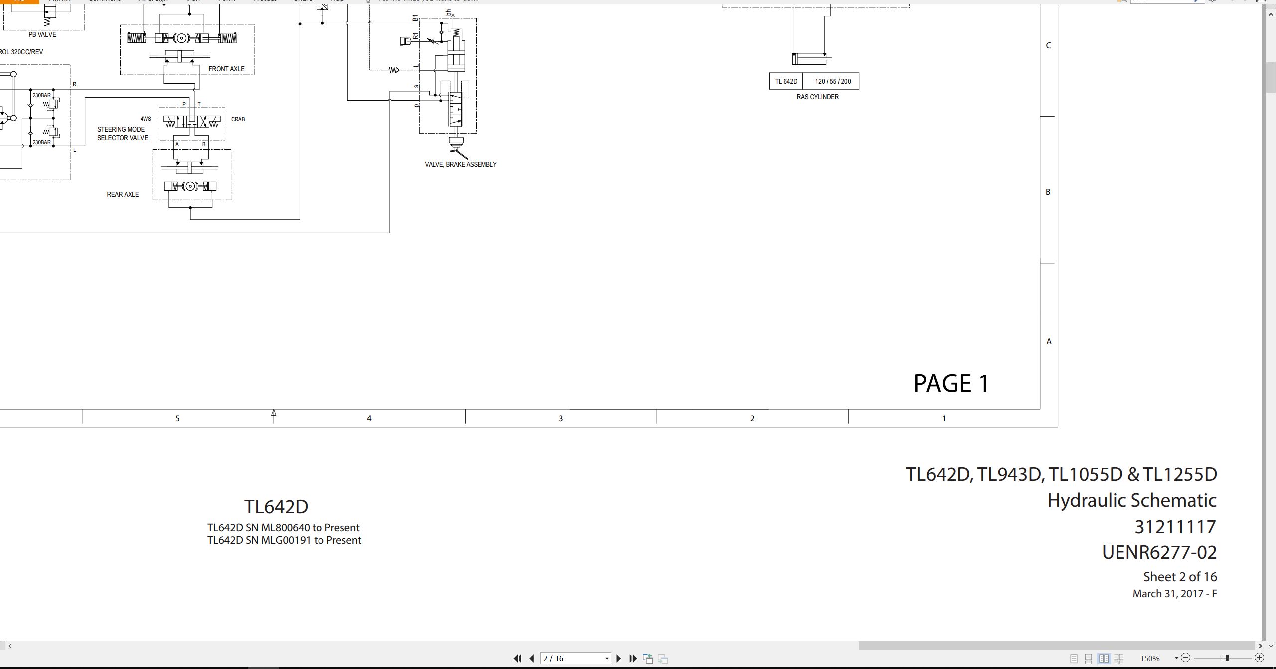 CAT Telehandler TL1055D Electrical Hydraulic Schematic (2)