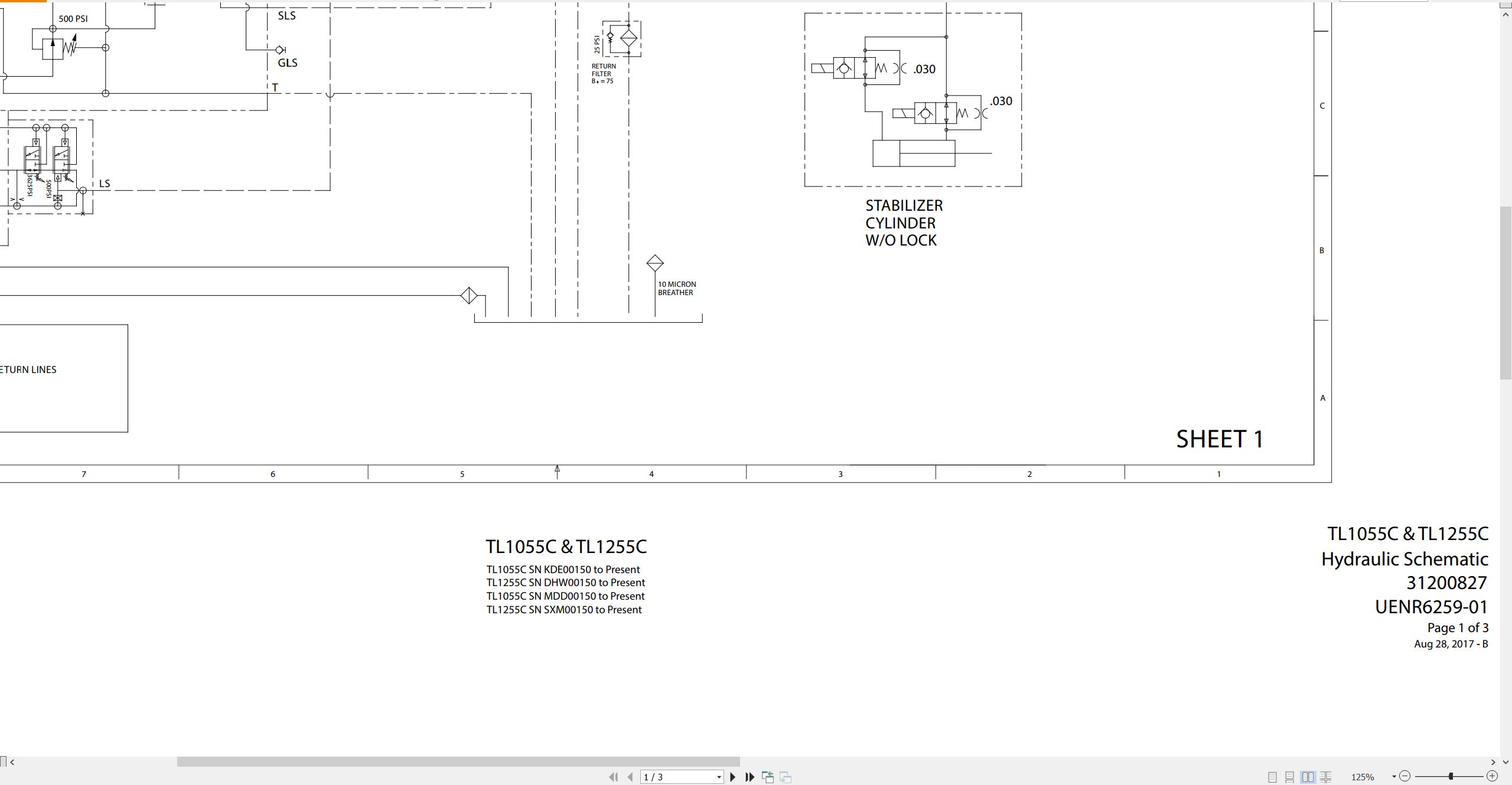 CAT Telehandler TL1255C Electrical Hydraulic Schematic (2)