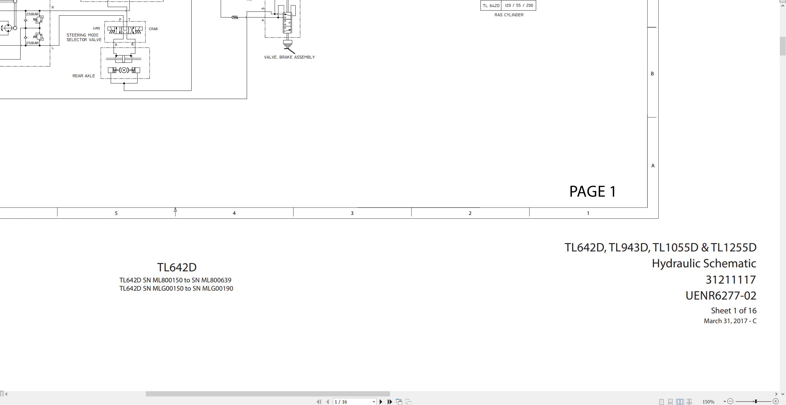 CAT Telehandler TL1255D Electrical Hydraulic Schematic (2)
