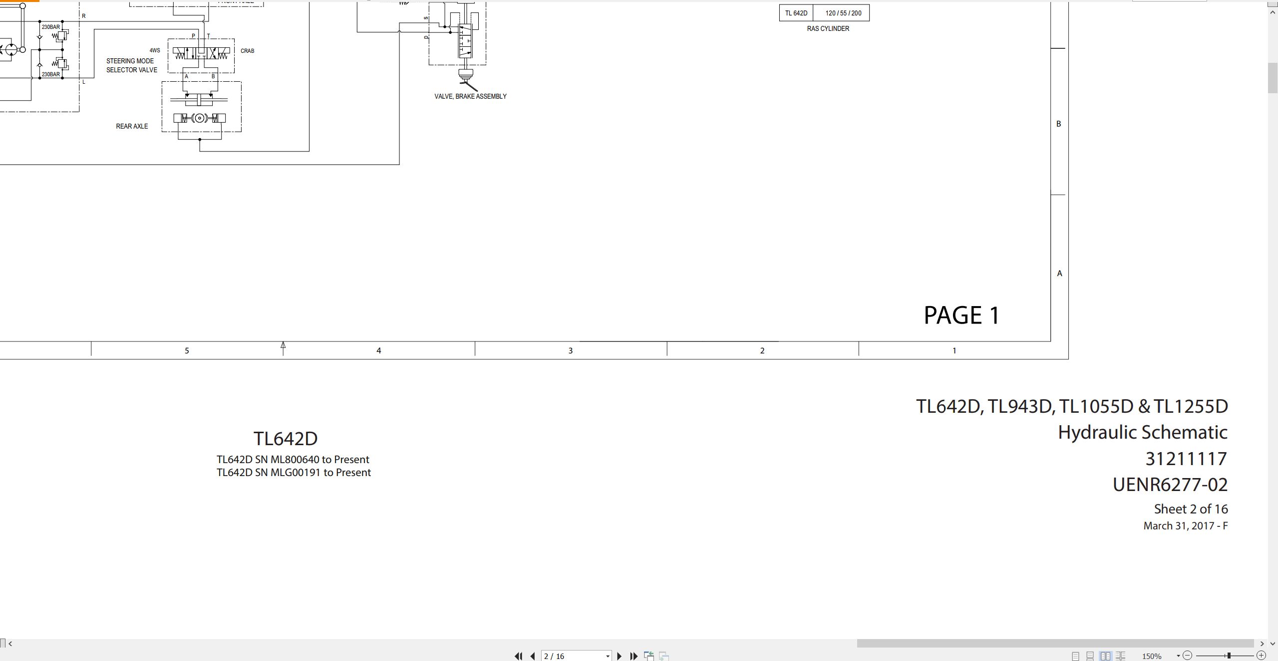 CAT Telehandler TL943D Electrical Hydraulic Schematic (2)