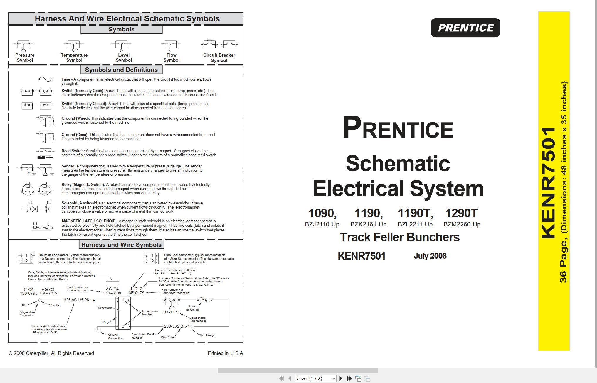 CAT Track Feller Buncher 1190T Electrical Hydraulic Schematic (1)