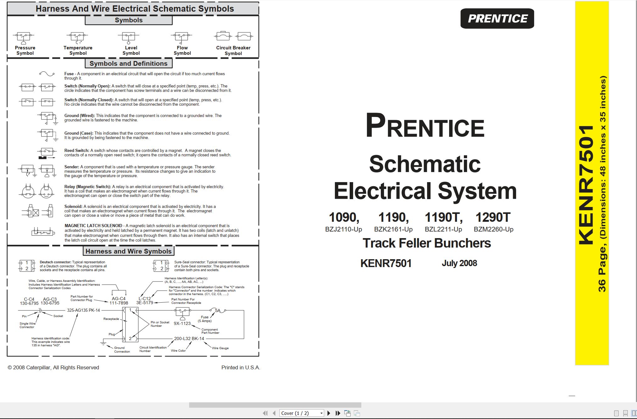 CAT Track Feller Buncher 1290T Electrical Hydraulic Schematic (1)