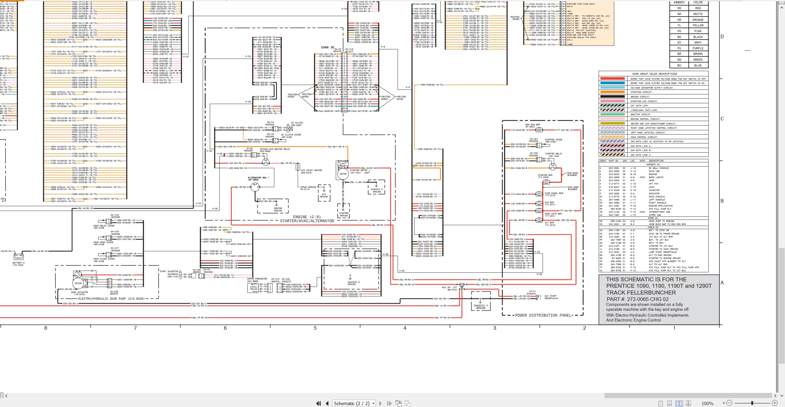 CAT Track Feller Buncher 1290T Electrical Hydraulic Schematic (2)